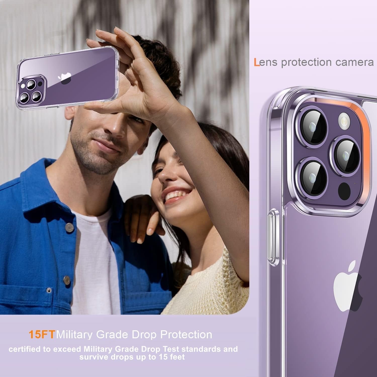 AEDILYS for Apple Iphone 14 Pro Case,[ Italian Materials Not-Yellowing] [15FT Military Grade Drop Protection] [Scratch-Resistant], Slim Non-Slip - Clear  AEDILYS   