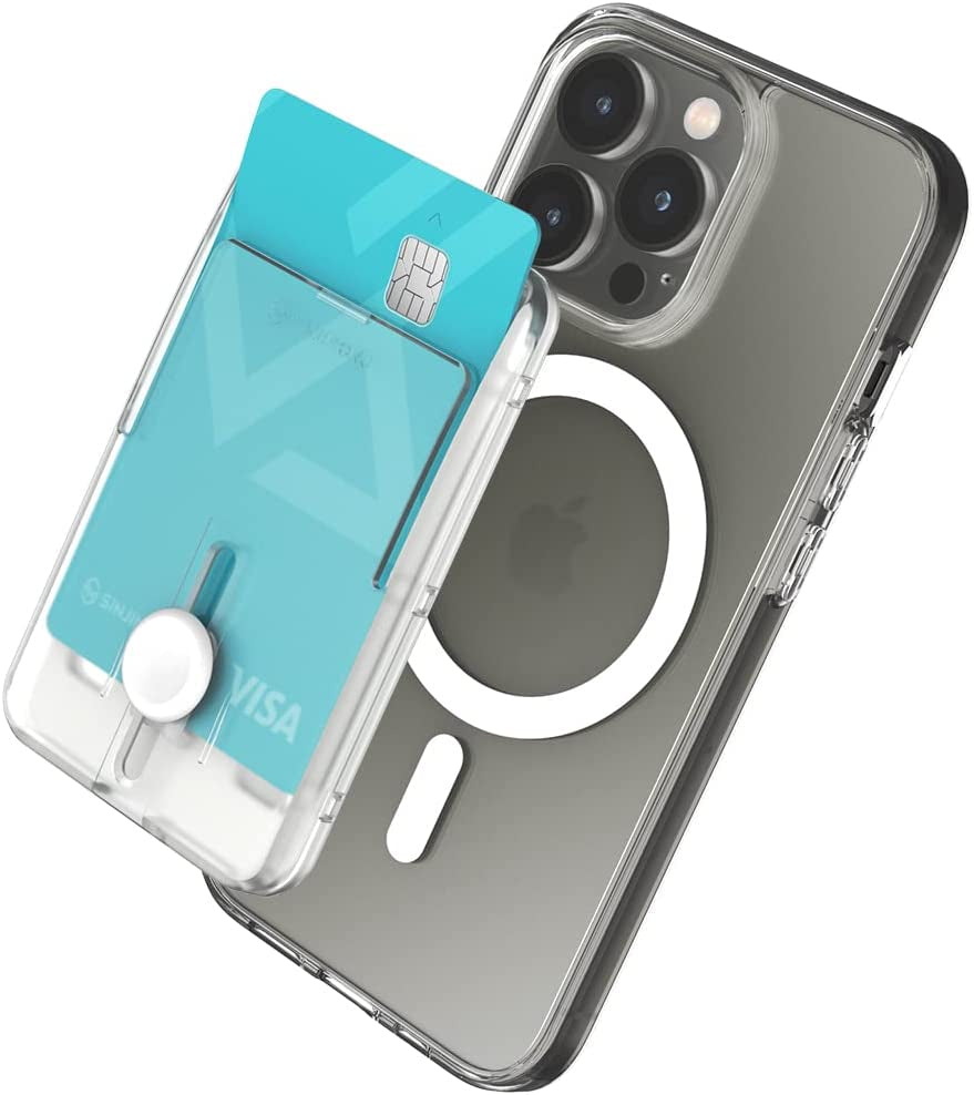 Sinjimoru Pop up Phone Wallet for Magsafe, Magnetic Phone Credit Card Holder for Back of Cell Phone Case with Quick Access for Iphone 12, 13 & 14 Series. M-Button Wallet Matte Clear  Sinjimoru Co.Ltd   