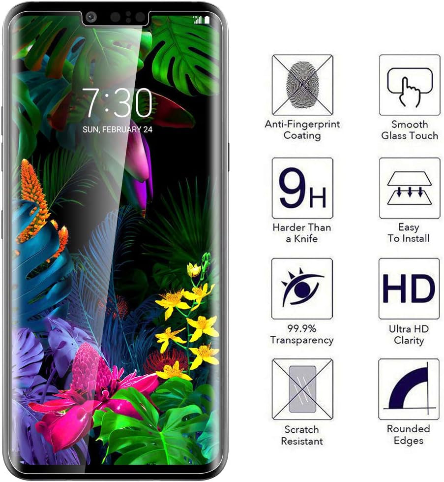 Orzero (2 Pack) Tempered Glass Screen Protector Compatible for LG G8 Thinq, (3D Curved Edge) 9 Hardness HD Anti-Scratch (Case Friendly)(Smaller Version) (Lifetime Replacement)  Orzero   