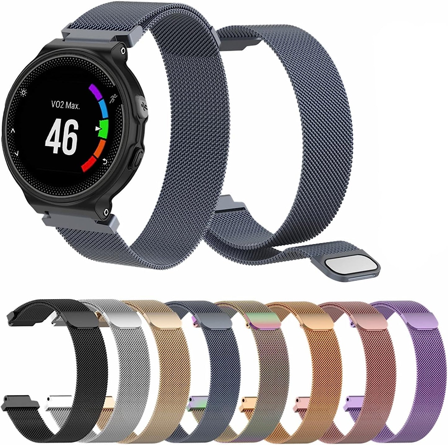 Compatible with Garmin Forerunner 620 Bands/Forerunner 220 Bands/Forerunner 735XT Bands, Soft Metal Sport Bands Compatible with Garmin Approach S6 Bands/Approach S20 GPS Bands for Men Women  AsohsEN   