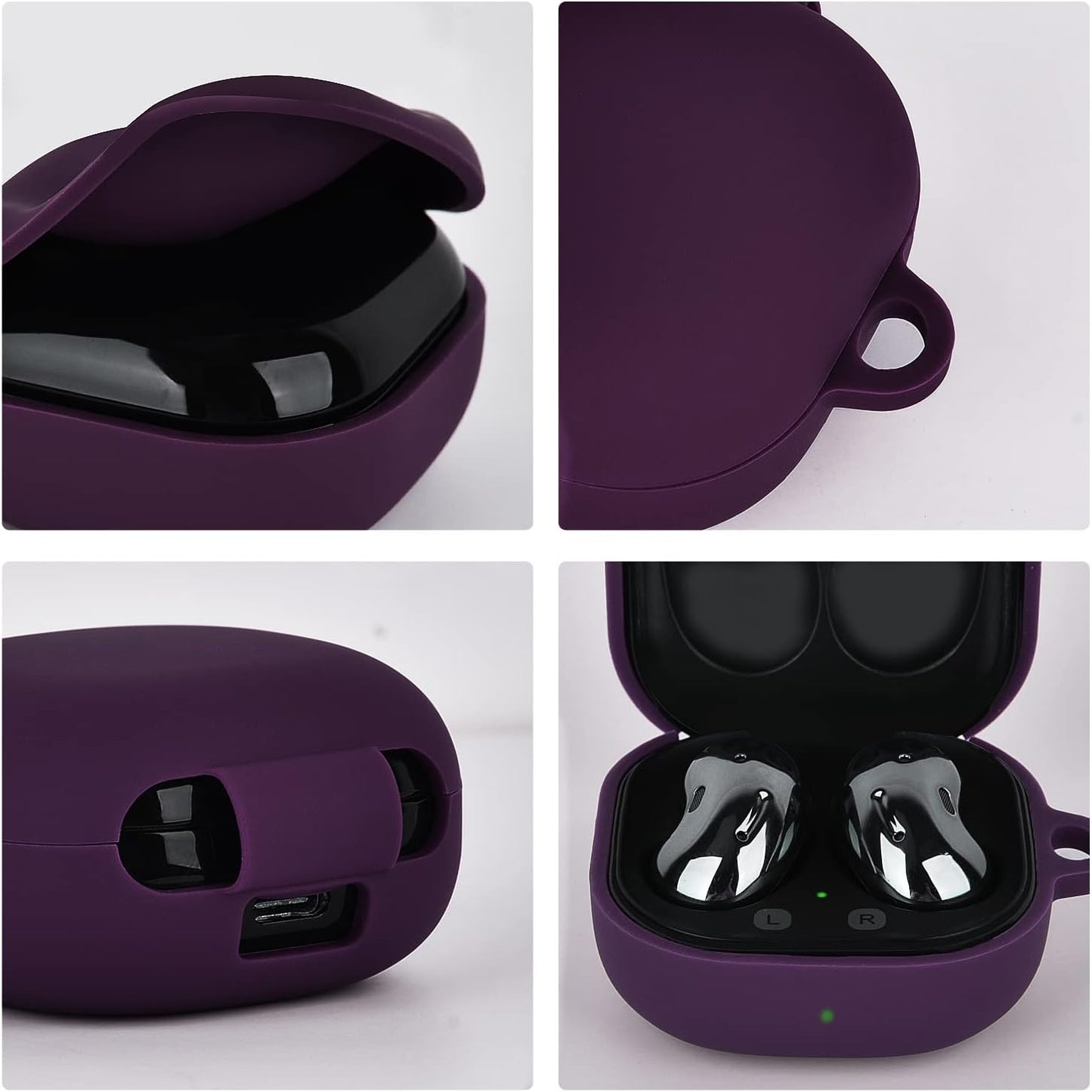 AIRSPO Silicone Case Compatible with Samsung Galaxy Buds 2 Pro/Galaxy Buds 2/ Galaxy Buds Pro/Galaxy Buds Live Case (Dark Purple)  AIRSPO   