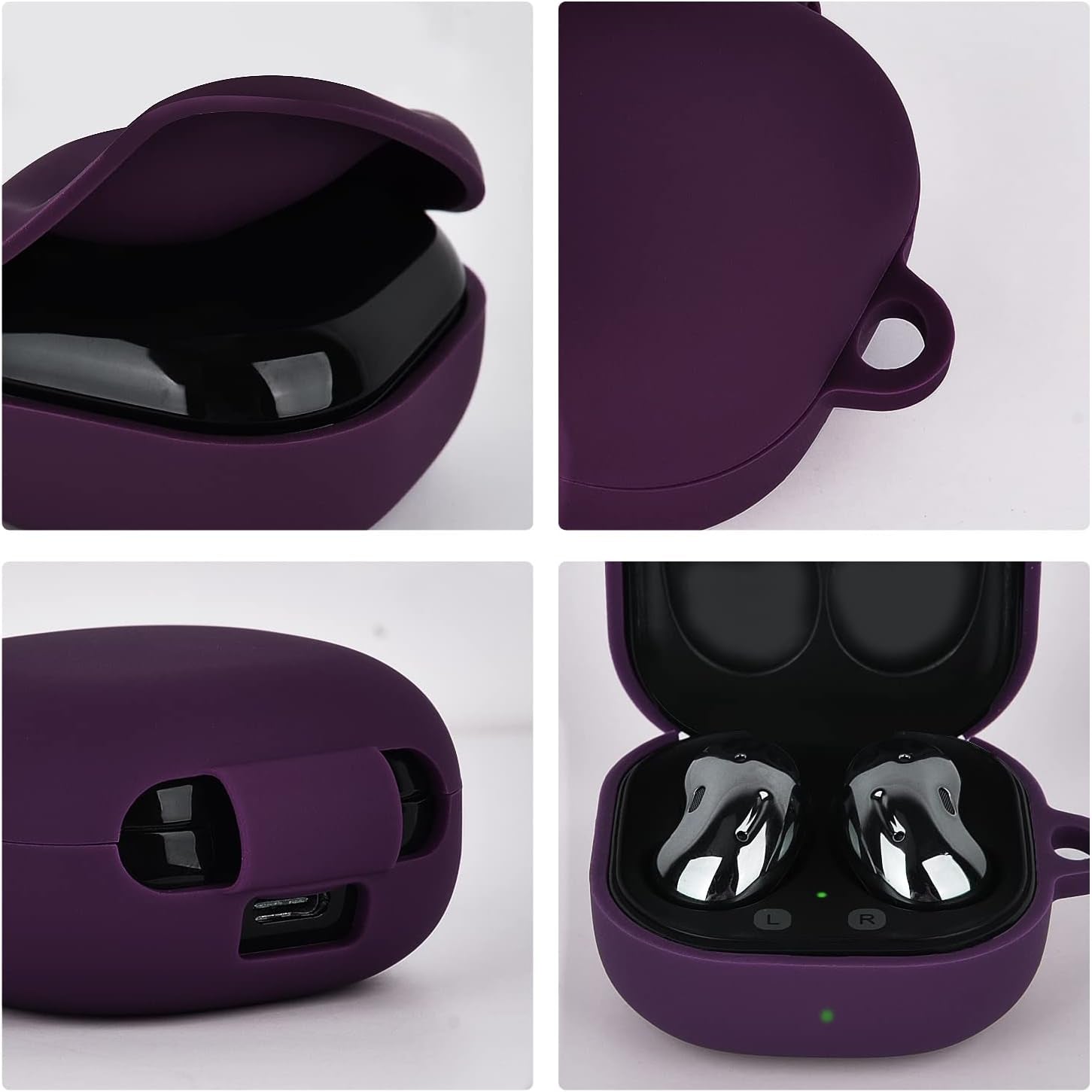 AIRSPO Silicone Case Compatible with Samsung Galaxy Buds 2 Pro/Galaxy Buds 2/ Galaxy Buds Pro/Galaxy Buds Live Case (Dark Purple)  AIRSPO   