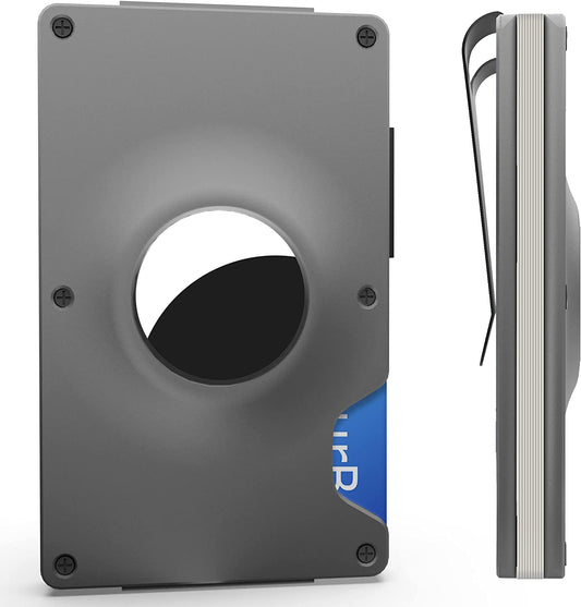 Hawanik Minimalist Wallet for Airtag, Slim Front Pocket Credit Card Holder RFID Blocking Metal Wallets for Men with Money Clip Patent Pending  Hawanik   