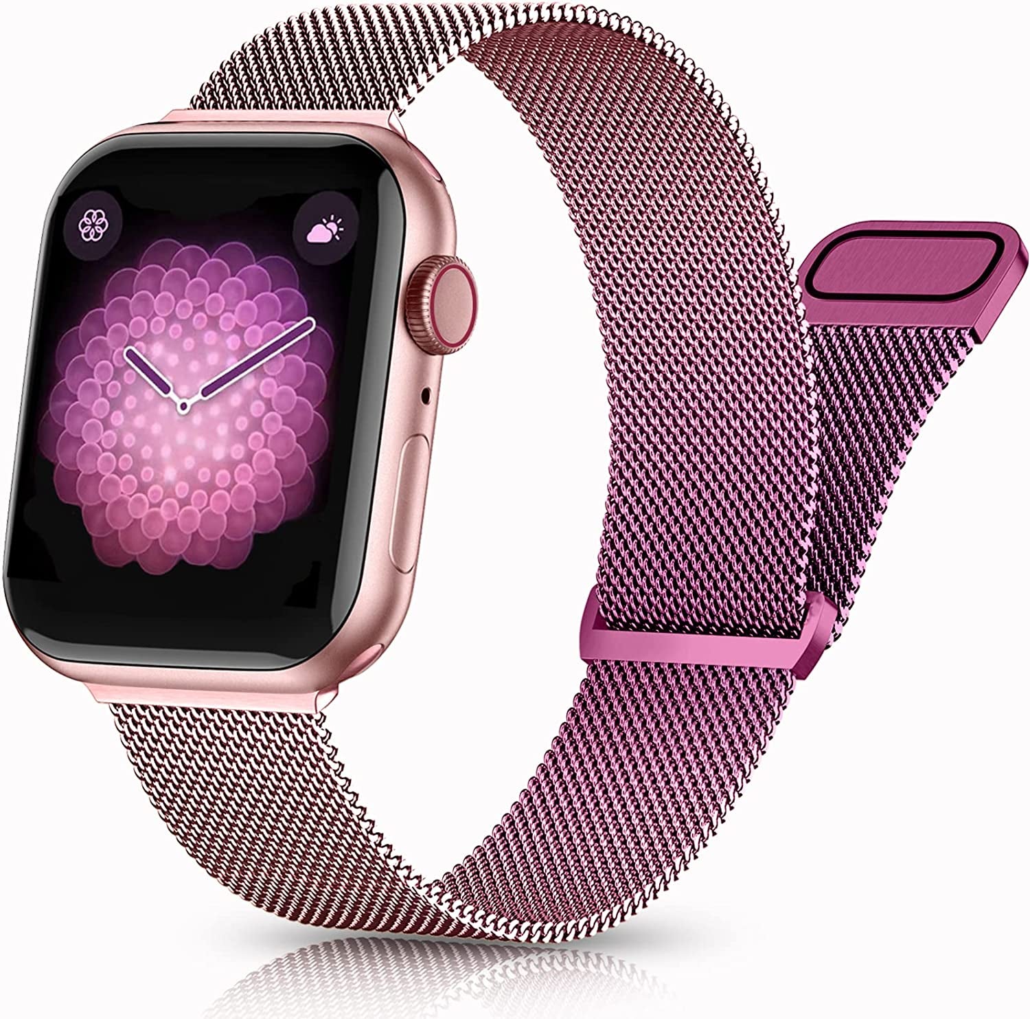 Rabini Magnetic Bands Compatible with Apple Watch Band 40Mm Women 38Mm 41Mm 42Mm 44Mm 45Mm 49Mm Men, Stainless Steel Mesh Metal Adjustable Sport Strap Wristband Iwatch Series 8 7 6 5 4 3 2 1 SE Ultra  Rabini Gradient Purple Pink 42mm/44mm/45mm/49mm 