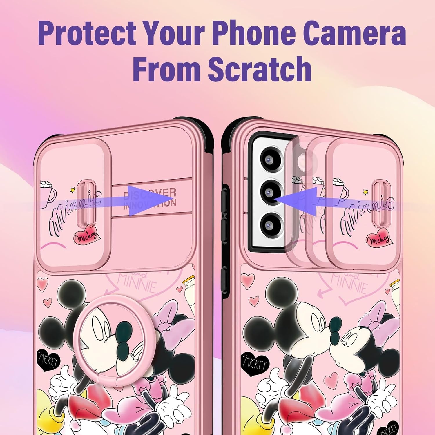 Oqpa for Samsung Galaxy S22 plus Phone Case Cute Cartoon Galaxy S22 plus Case with Camera Cover+Ring Holder for Women Girly Girls Boys Kids Kawaii Funny Case for Samsung S22 Plus, Minn Micki  meitong2020   