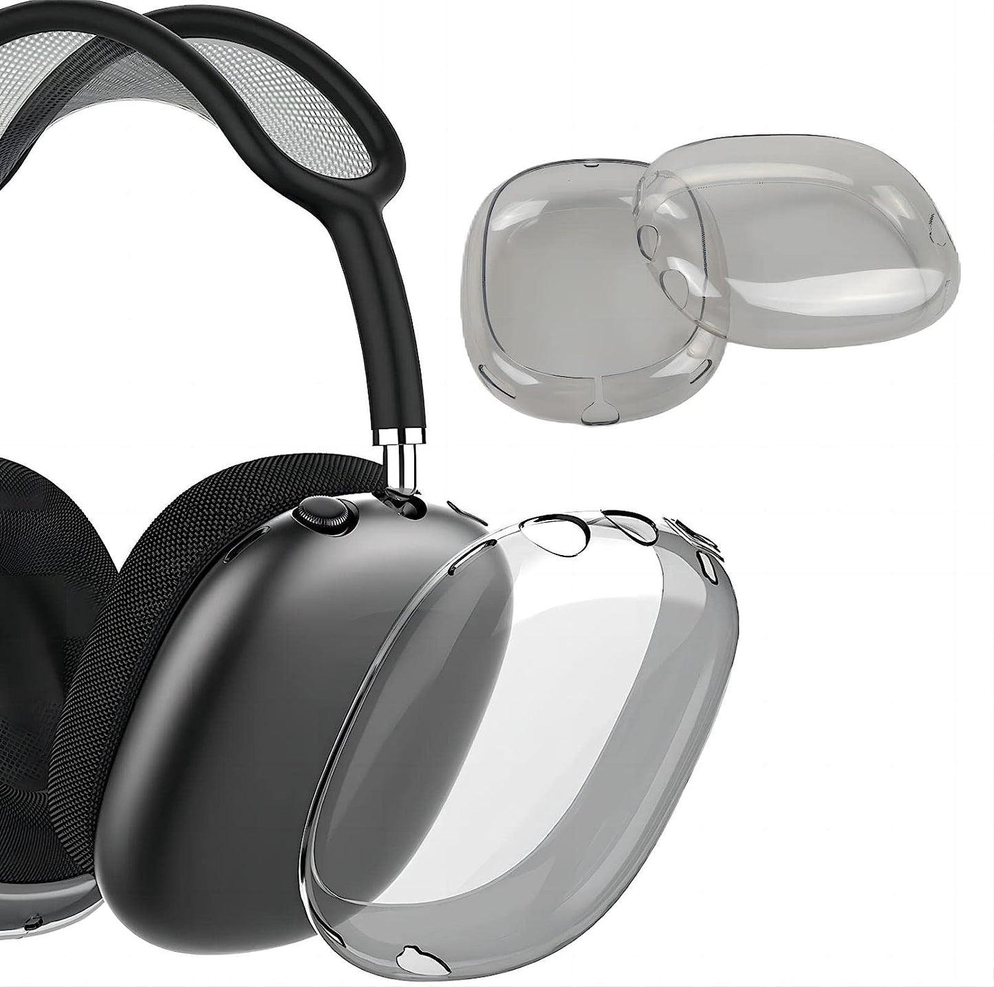 AIDERLOT Airpods Max Clear Cover Case,Cute Skull and Flowers Design,Clear Soft TPU Skin Case Compatible Airpods Max,Transparent Protective Cover for Apple Airpods Max(Pink  AIDERLOT Black  