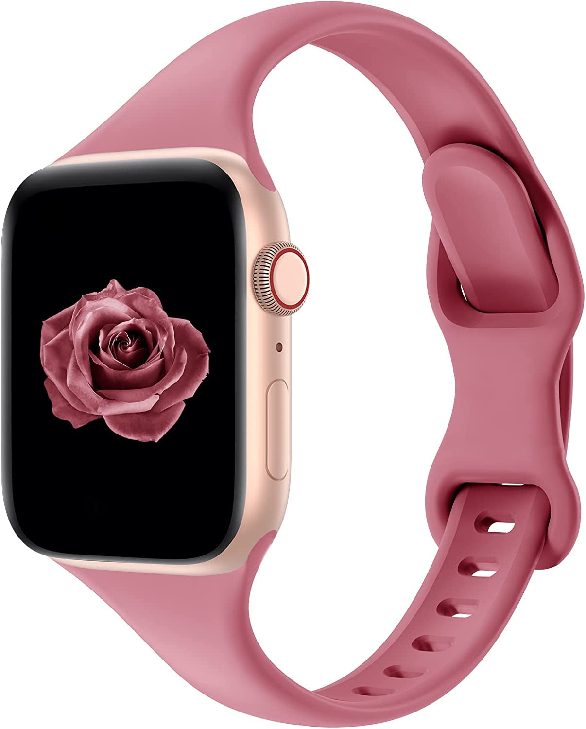 Acrbiutu Bands Compatible with Apple Watch 38Mm 40Mm 41Mm 42Mm 44Mm 45Mm 49Mm, Slim Thin Narrow Replacement Silicone Sport Strap Wristbands for Iwatch Series Ultra 8/7/6/5/4/3/2/1 SE Women Men  Acrbiutu Hibiscus 38/40/41mm 