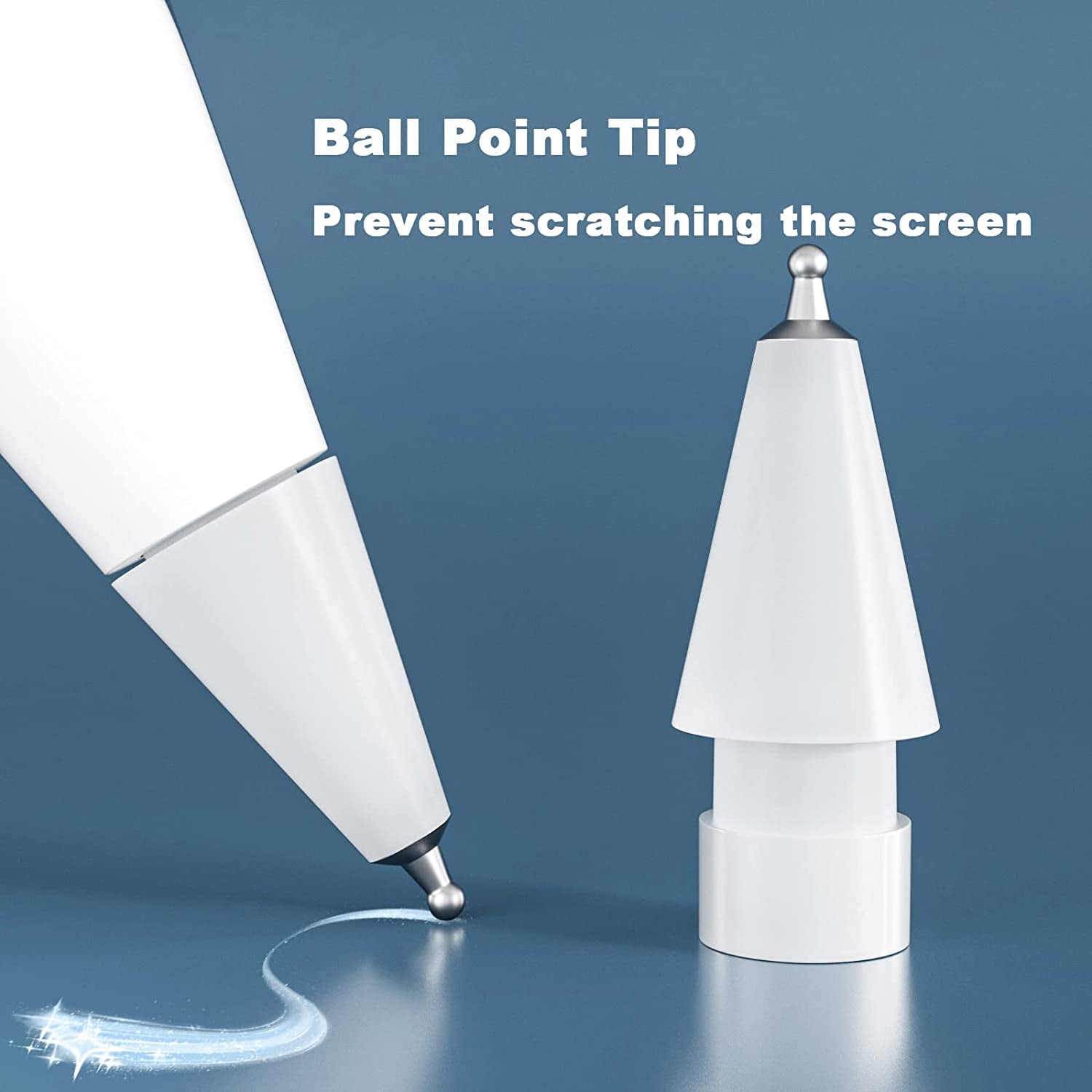 Upgraded Fine Point Pen like Writing Pencil Tips Compatible with Apple Pencil Gen 1St,2Nd, Paper-Feel Wear Out Resistance Ipad Pencil Nibs Fits for Apple Ipad Pro Pen,2 Pack White  BPOPO   