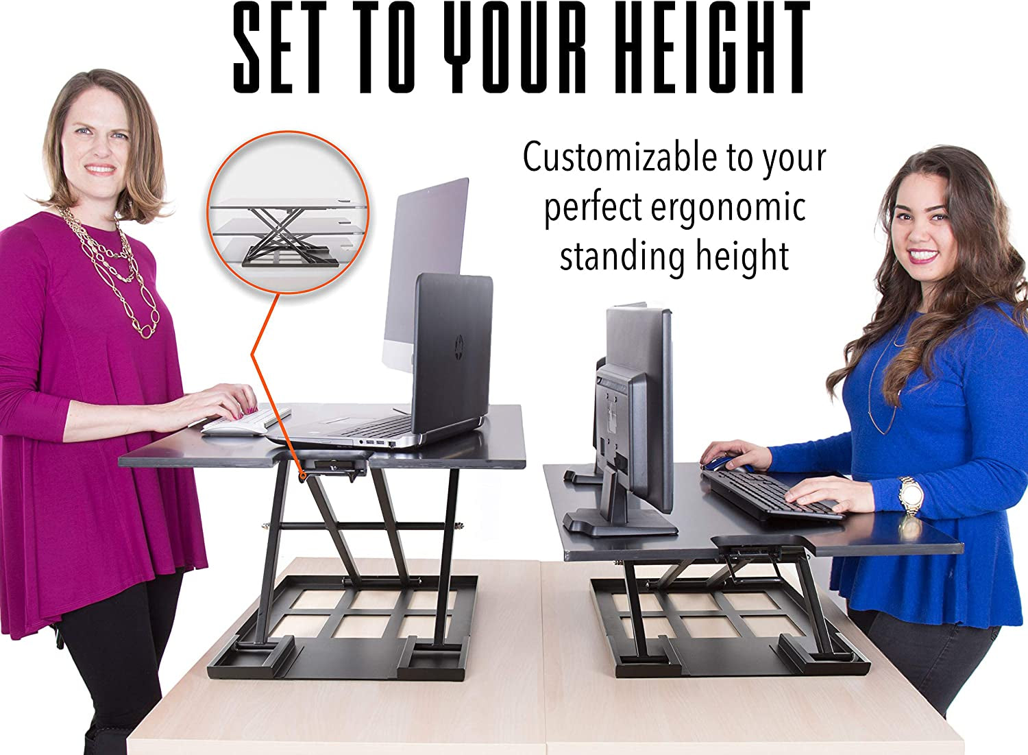 X-Elite Pro XL Standing Desk Converter | Instantly Convert Any Surface to a Stand up Desk | Extra Large Sit to Stand Desk Converter | Easily Fits 2 Monitors (36 Inches | Black)  Stand Steady   