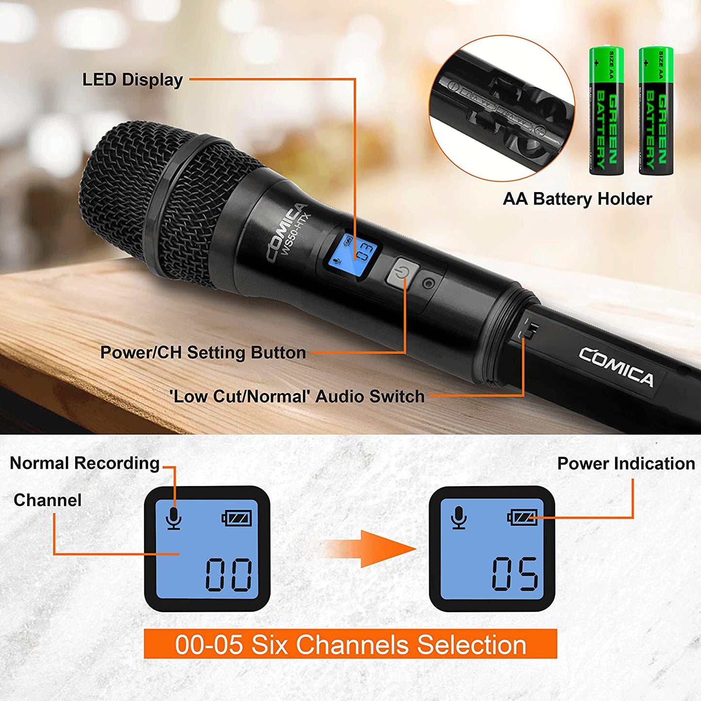 Wireless Microphone for Smartphone, Comica CVM-WS50(H) Handheld Microphone for Iphone/Android Phones Interview, Professional Recording Mic for Sing Video Vlog Youtube Tiktok Facebook Livestream  comica   