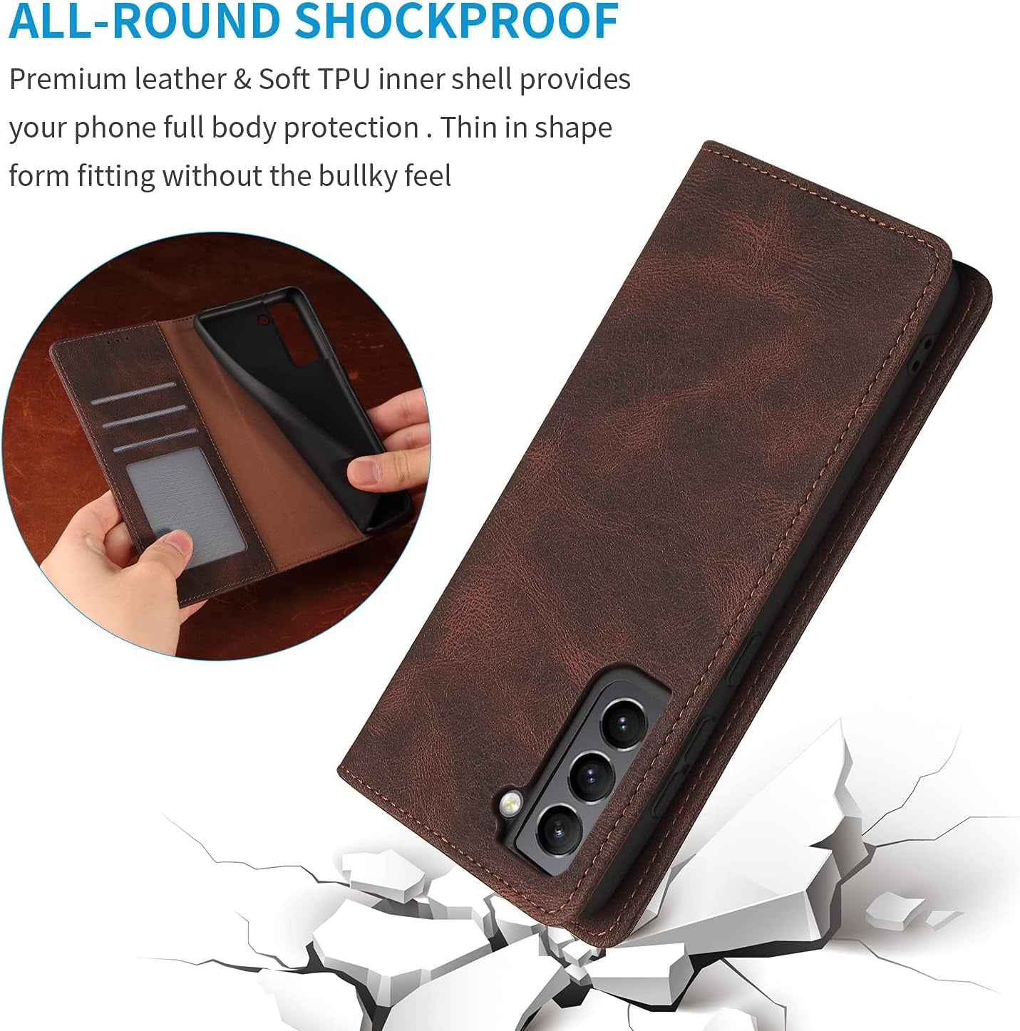 ZZXX Samsung Galaxy S21 Case Wallet with Card Holder Kickstand Magnetic Soft Leather Flip Fold Case for Samsung Galaxy S21 Wallet Case(Coffee-6.2 Inch)  ZZXX   