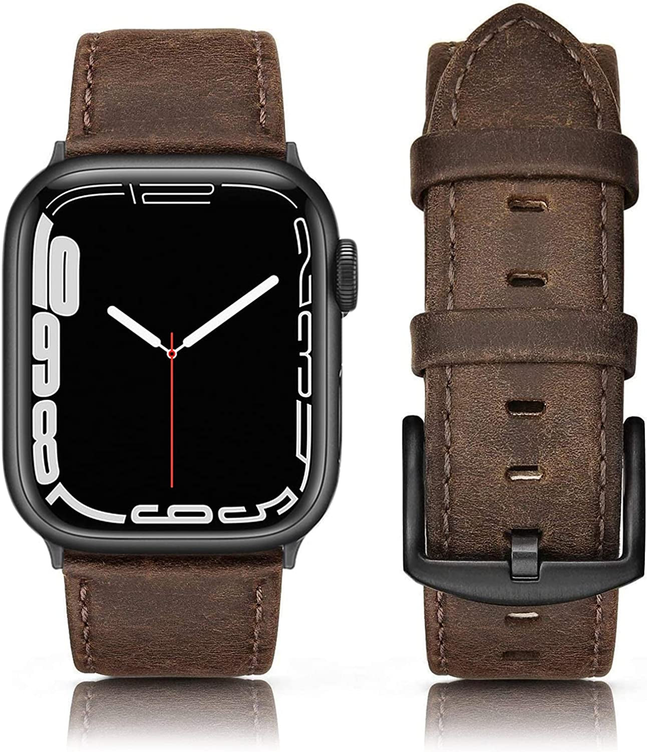 SWEES Leather Band Compatible with Apple Watch Bands 45Mm 42Mm 44Mm Men Women, Vintage Genuine Leather Wristband Replacement Band Compatible for Iwatch Series 8 7 6 5 4 3 2 1 SE Retro Walnut  SWEES Retro Brown 38mm / 40mm / 41mm 