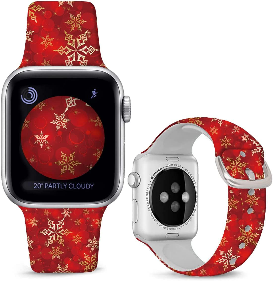 Sjiangqiao Compatible with Apple Watch Bands Stitch 42Mm 44Mm 45Mm/Ultra 49Mm Cute Cartoon Band Lovely Style Replacement Strap Soft Silicone Chic Cartoon Design Pattern Sports Bands for Iwatch Series SE 8 7 6 5 4 3 2 1 Men Women(Pink)  Sjiangqiao Red Christmas 49/45/44/42mm 