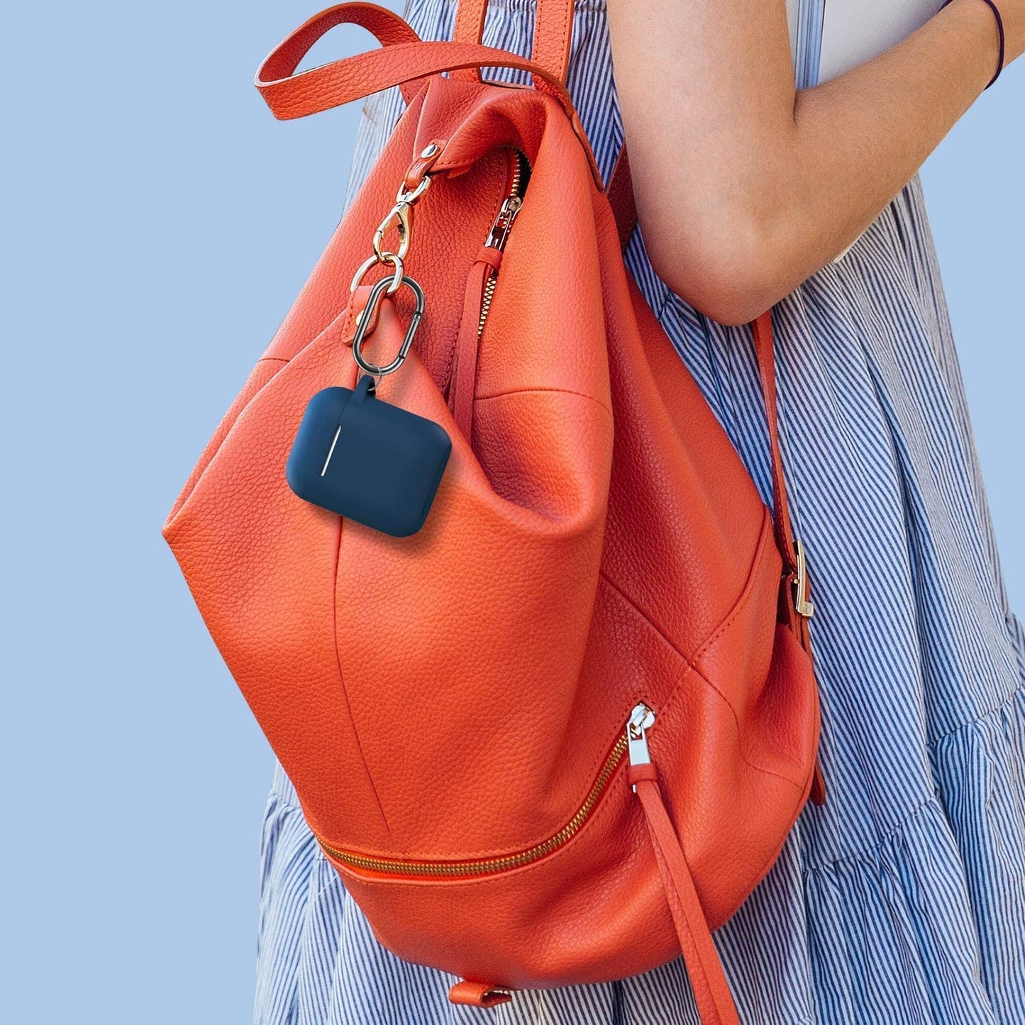 ATUAT Airpods Case Cover, Full Protective Silicone Skin Dust-Proof Designed for Apple Airpods 1St 2Nd Generation with Keychain, Front LED Visible, Midnight Blue  ATUAT   