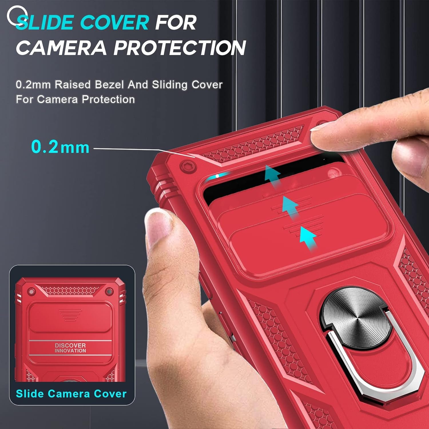 Leyi for Google Pixel 6 Pro Case: Case for Pixel 6 Pro with Slide Camera Cover, 360 Full Body Military-Grade Phone Case with Kickstand for Pixel 6 Pro, Red  LeYi   