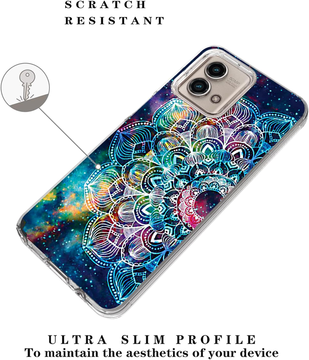 For Moto G Stylus 5G (2023) Case,Tempered Glass Screen Protector, Shockproof Drop Protective 2 in 1 Hybrid Hard PC Soft TPU Case for Motorola Moto G Stylus 5G (2023) (Mandala)  DDTKZC   