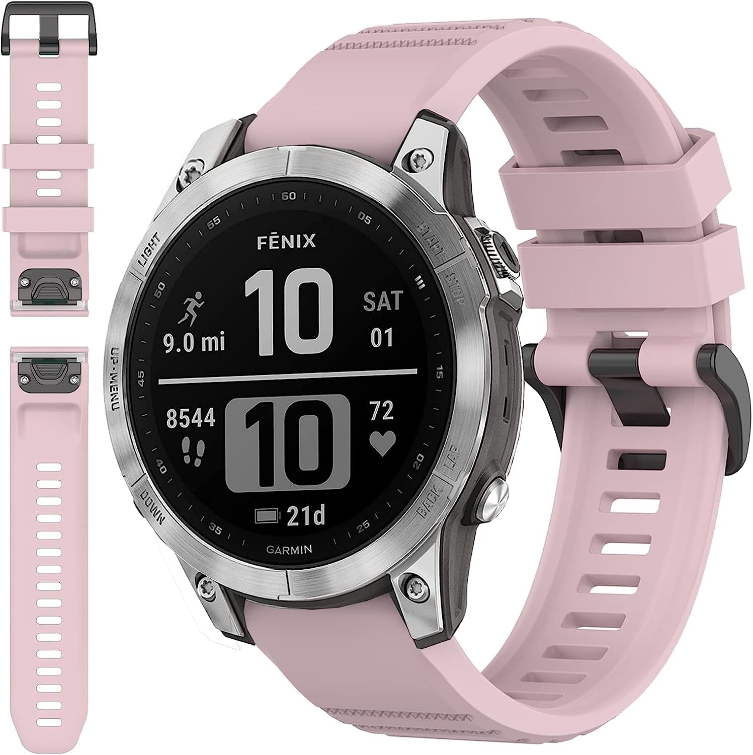 Miimall Compatible for Garmin Fenix 7 Watch Band 22Mm Sport Soft Silicone Flexible Watch Strap Quick Fit Silicone Band Strap for Garmin Fenix 7/7 Sapphire Solar/Fenix 6/6 Pro//Fenix 5 22Mm(Green)  Miimall Rose Pink  