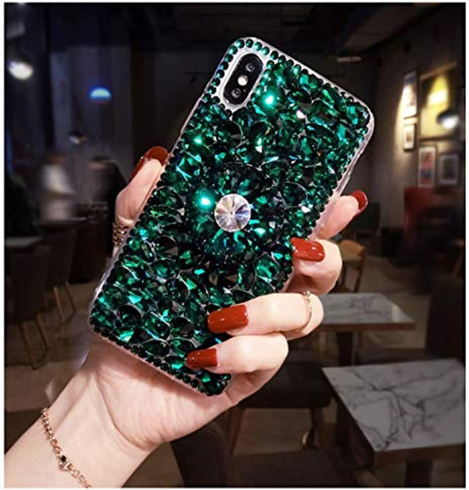 Diamond Kickstand Case for LG G6,3D Handmade Luxury Sparkle Stunning Stones with Crystal Strap Bling Diamond Glitter Case for LG G6(Green)  RB-CASE   