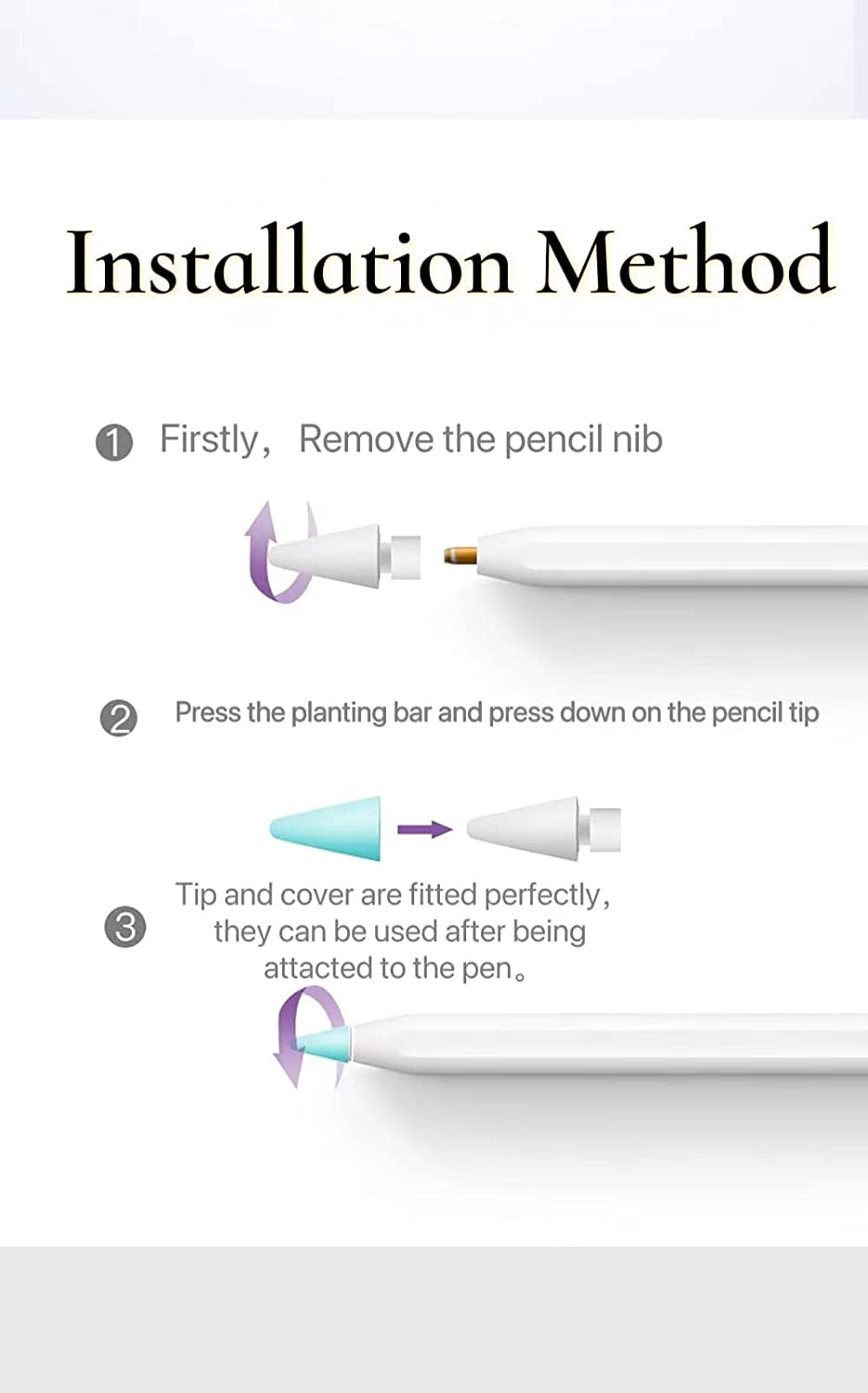 8PCS Silicone Nib Covers Compatible with Apple Pencil 1St & 2Nd Generation, Apple Pencil Accessories Tip Cover for Writing Noiseless for Apple Pencil  OUYANG   