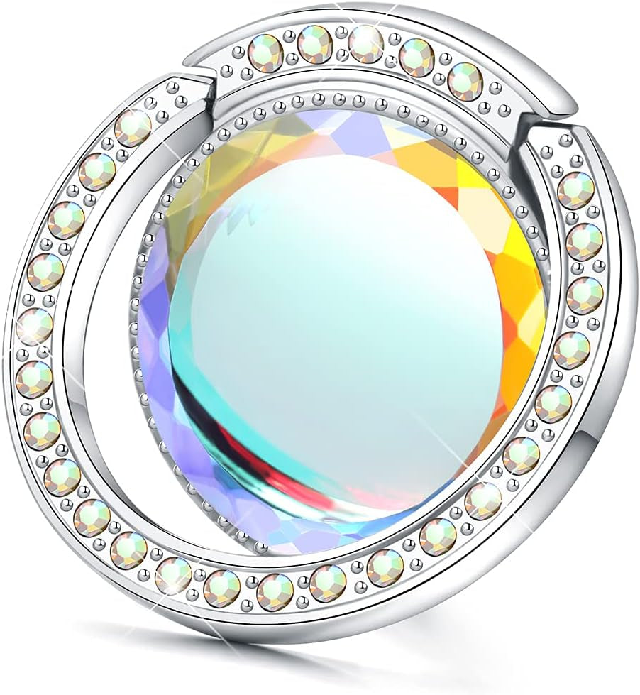 Lenoup Glitter Bling Bling Phone Ring Holder,Sparkle Phone Ring Grip Artificial Stand with Flat Diamond,Flat Rhinestone Cell Finger Ring for Phones,Pad(Gold)  lenoup Silver  