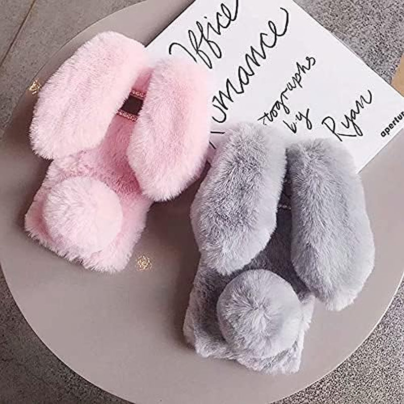 Fluffy Bunny Ear Phone Case for Sony Xperia M5, Warm Smooth Rabbit Fur Cover with Sparkly Diamond, TPU Soft Phone Shell Protective Case, Anti-Shock Sony Xperia M5 Case for Girls (Purple)  KUSEZJK   