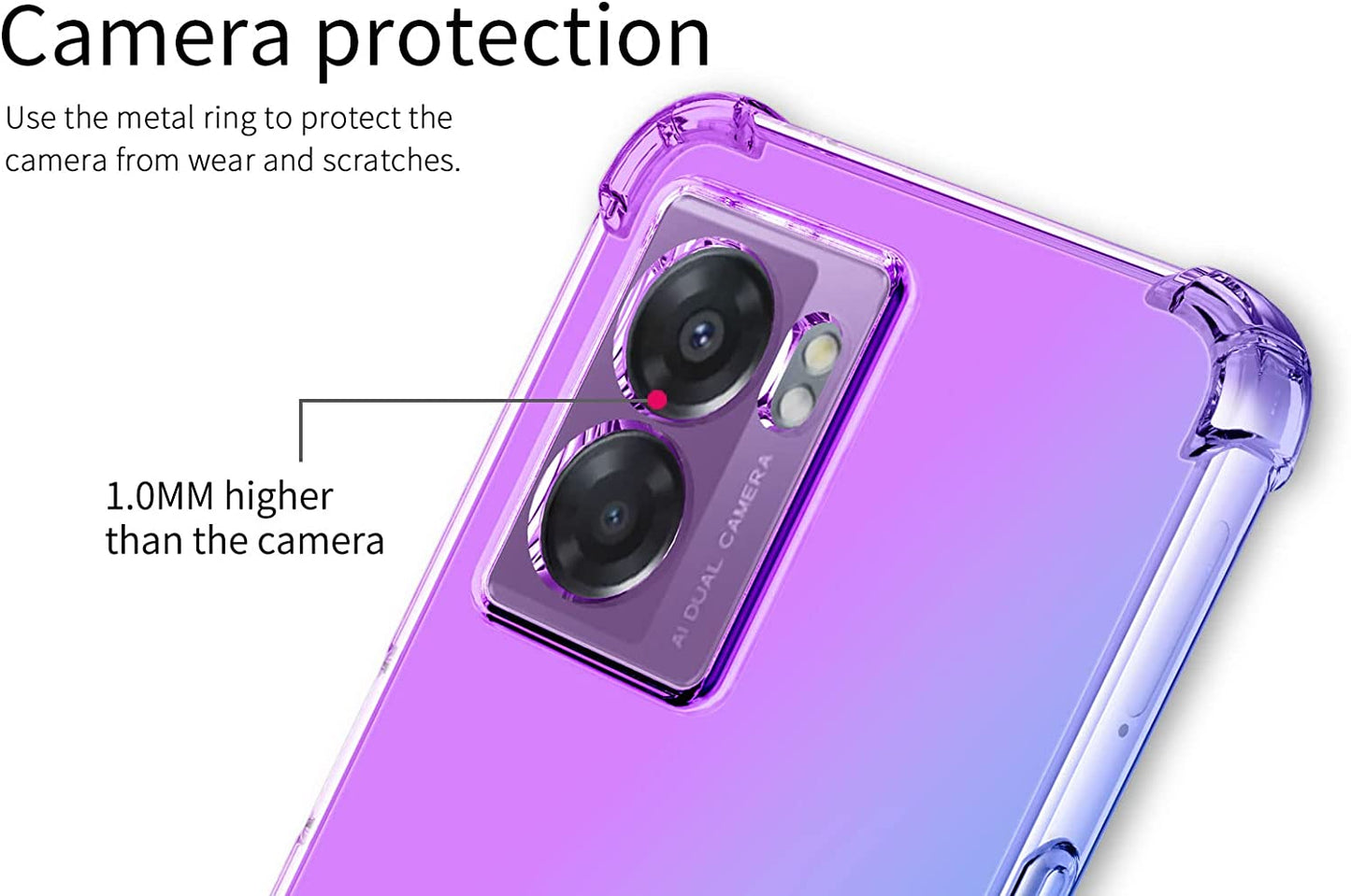 Lmposla for Oneplus Nord N300 5G Case,1+ Nord N300 5G Case, for Girls Women Shockproof Slim Ultra-Thin Flexible TPU Soft Rubber Silicone Airbag Case Cover for Oneplus Nord N300 5G (Purple/Blue)  Lmposla   