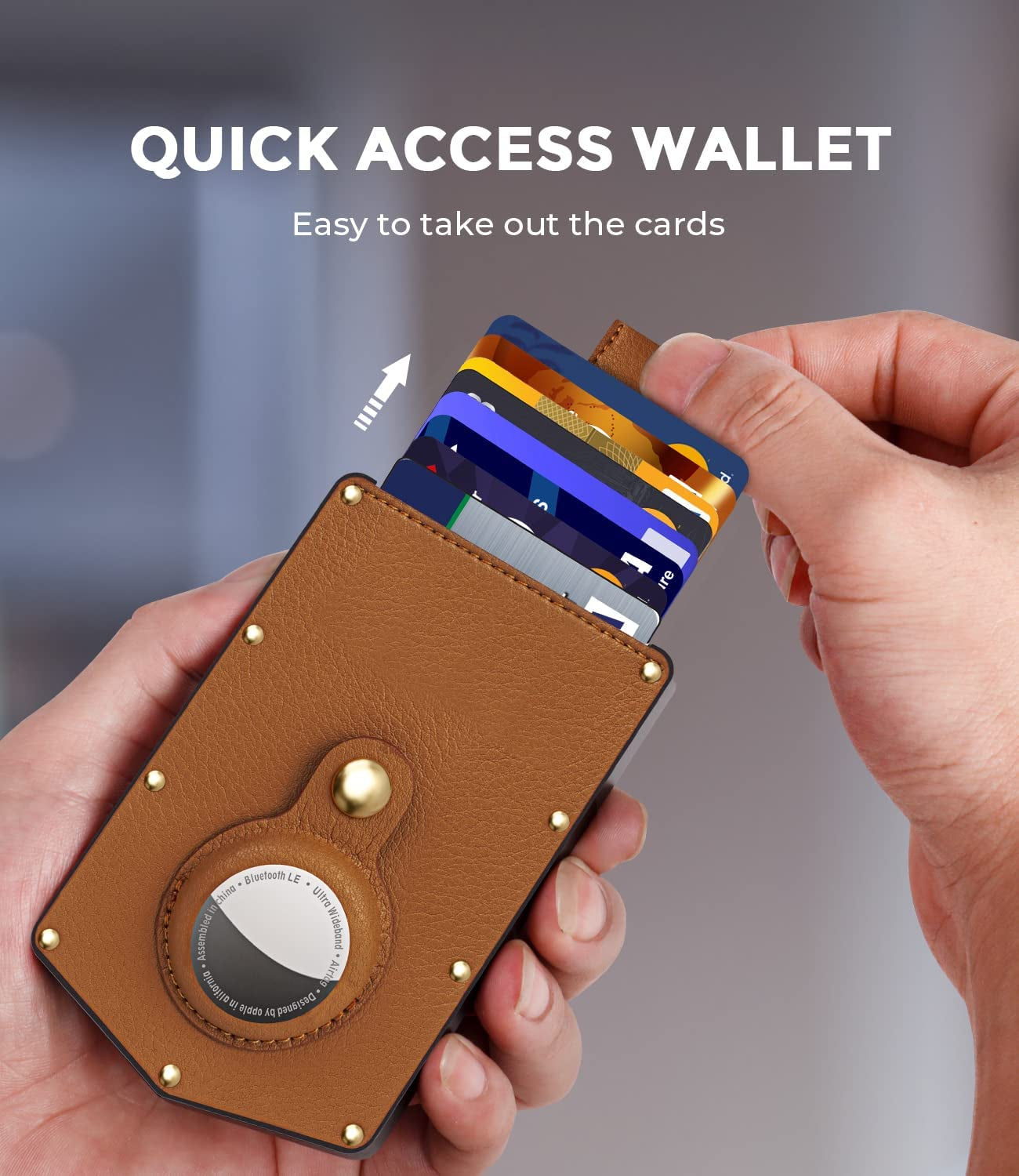 ONIJIA Airtag Wallet Card Holder Men, Smart Air Tag Wallet with Real Leather and Metal, RFID Card Case, Minimalist Credit Card Holder Women, Christmas Gifts (Brown)  ONIJIA   