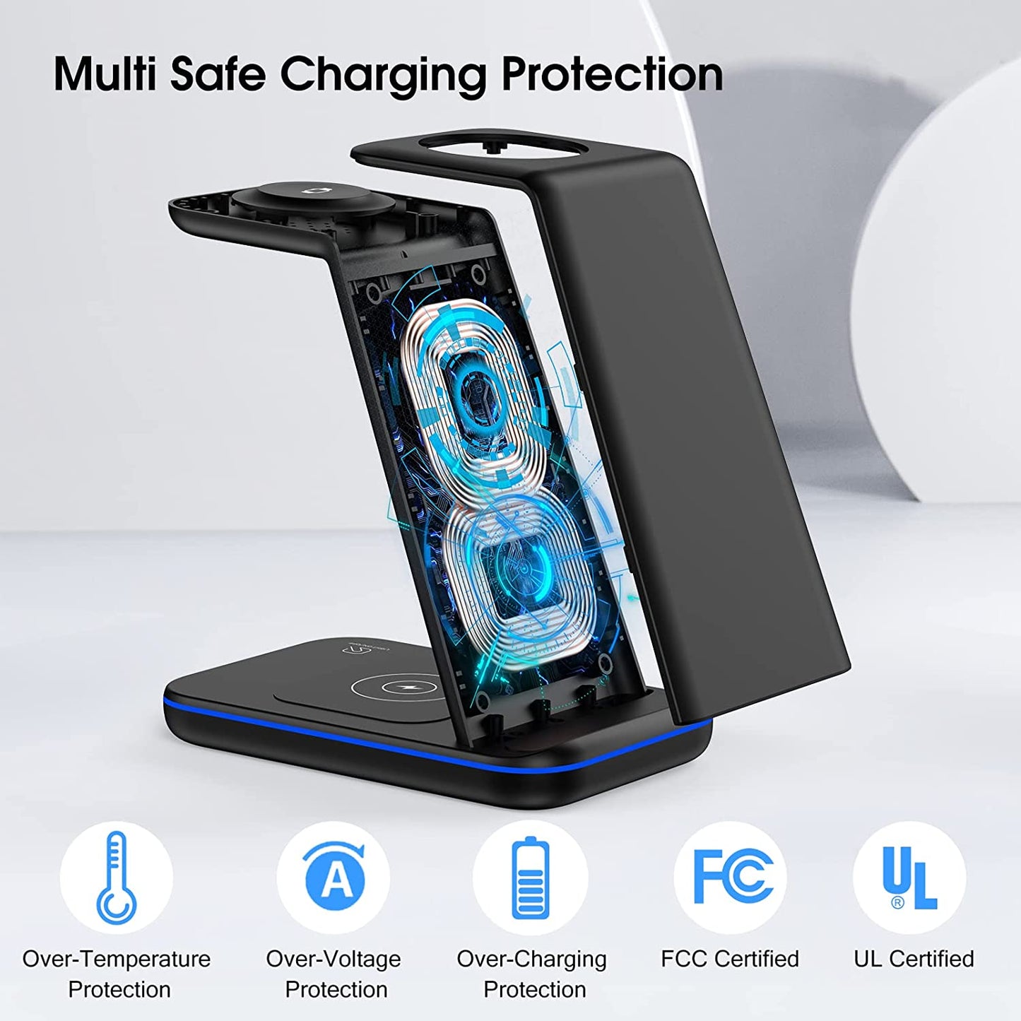 Wireless Charger 3 in 1 for Iphone/Iwatch/Airpods Devices, Charging Station for Iphone 14/13/12/11/Pro Max/Se/X/Xs/Xr/8, Multi Charger Stand for Apple Watch Iwatch 8/7/6/SE/5/4/3/2, Airpods 3/Pro/2  Guanyu(Dongguan) Intelligent Technology Co.,Ltd   