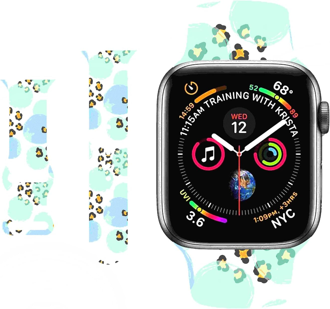 Hi-Yoohere Stylish Wild Leopard Printing Bands Compatible with Apple Watch 42Mm 44Mm 45Mm M/L, Bright Soft Silicone Wristband Strap for Iwatch SE & Series 7/6/5/4/3/2/1 for Girls Women (Color A12)  HYHMXB Color A10 42mm/44mm/45mm M/L 