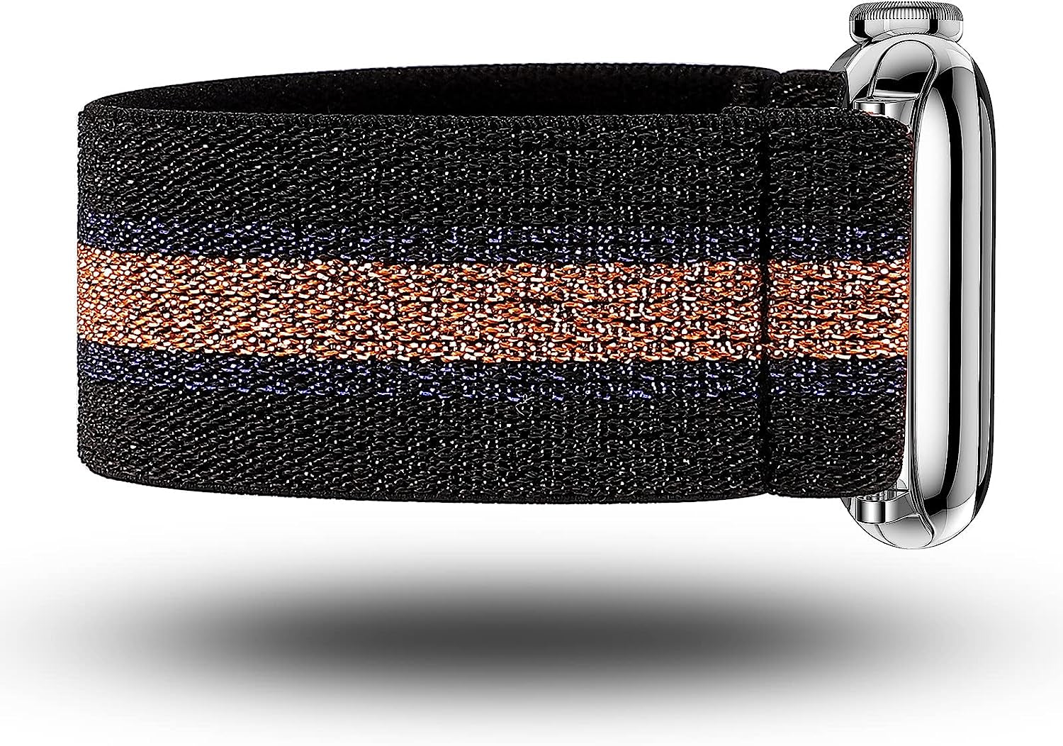 TOYOUTHS Elastic Band Compatible with Apple Watch Band Scrunchies Stretchy Solo Loop 41Mm/40Mm/38Mm Soft Nylon Strap Replacement Wristband for Iwatch Series 8/7/SE/6/5/4/3/2/1, Black/Gold/Blue, S  TOYOUTHS   