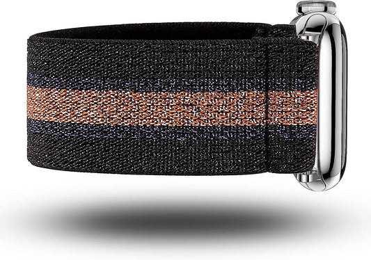 TOYOUTHS Elastic Band Compatible with Apple Watch Band Scrunchies Stretchy Solo Loop 41Mm/40Mm/38Mm Soft Nylon Strap Replacement Wristband for Iwatch Series 8/7/SE/6/5/4/3/2/1, Black/Gold/Blue, S  TOYOUTHS   