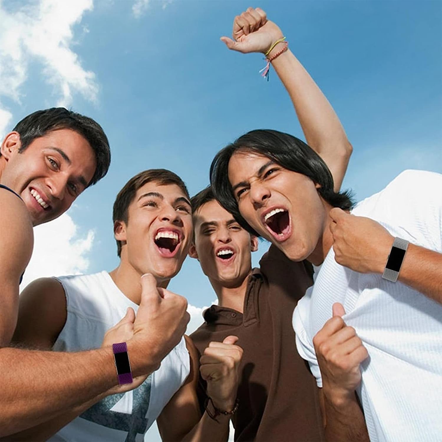 【4 Pack】 Bands for Fitbit Charge 2 Silicone Finess Sport Wristbands Replacement Bands for Fitbit Charge 2 for Women Men Large  Cone   