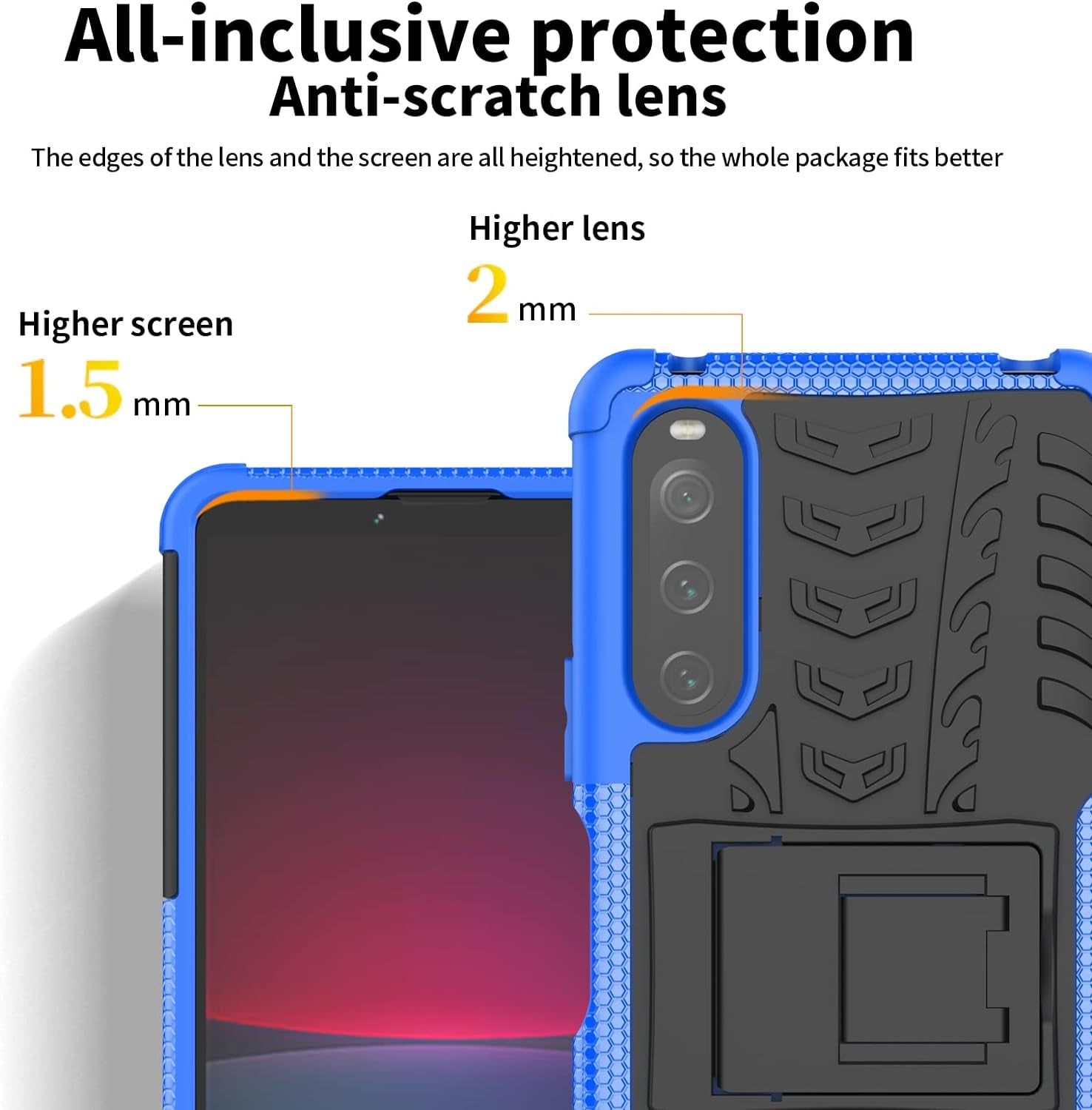 Ysnzaq Tyre Pattern Phone Case for Sony Xperia 10 IV, TPU and PC Double Layer Shockproof Protection with Durable Kickstand Phone Cover for Sony Xperia 10 IV XW Purple  Ysnzaq   
