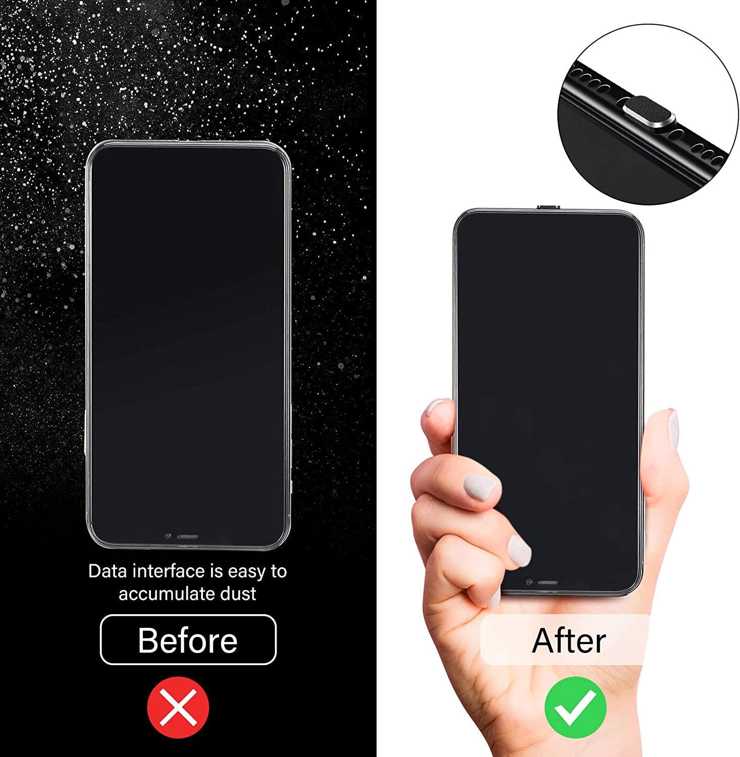 4 Pieces anti Dust Plugs Compatible with Iphone 11, Iphone 12 Protects Charging Dust Cover Compatible with Iphone 11, 12, Pro, Max/X/Xs/Xr, 7, 8 Plus, Ipad Mini/Air (Black)  Weewooday   