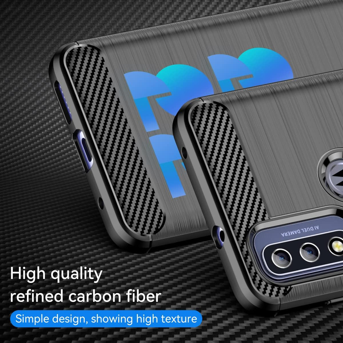 DONGDEAR for Moto G Pure Silicone Phone Case, Slim Thin Flexible TPU Scratch Resistant Rubber Soft Skin Shockproof Carbon Fiber Protective Cases Cover for Motorola G Pure 2021, Brushed Black  DONGDEAR   