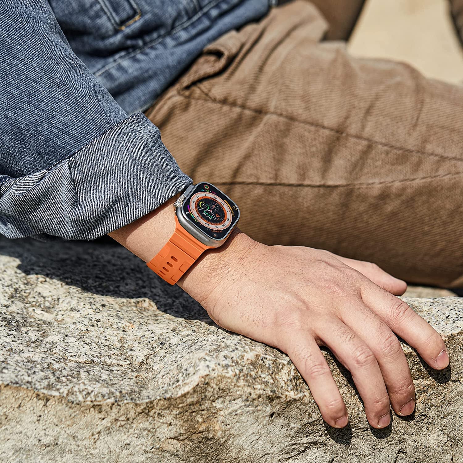 Sport Bands Compatible with Apple Watch Ultra Band 49Mm 45Mm 44Mm 42Mm for Men, Waterproof Silicone Wristbands Replacement Strap for Iwatch Series 8 7 6 5 SE Ultra, 2 Packs  Suitisbest   