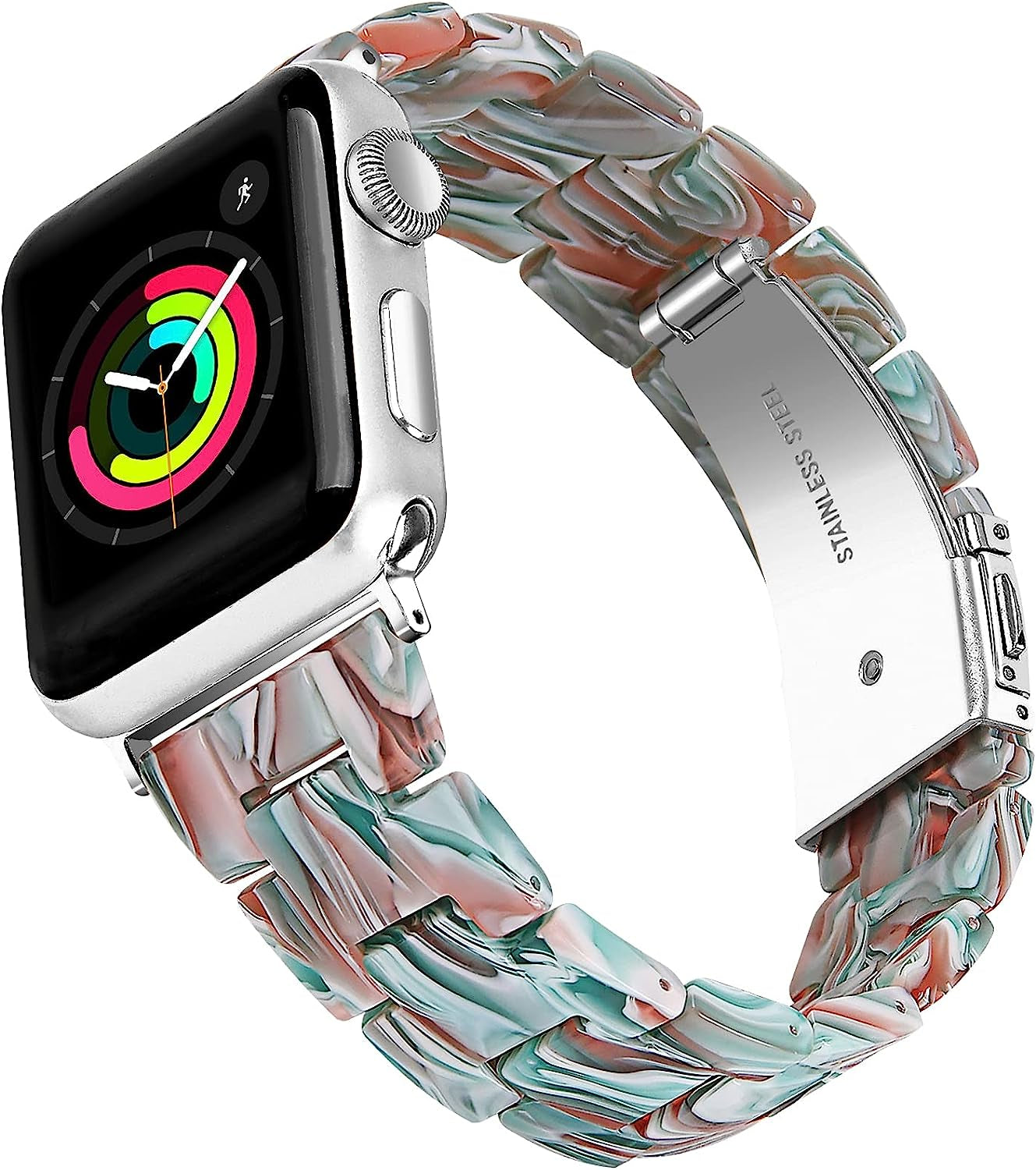 NYENEIL Compatible with Apple Watch Band 38Mm 40Mm 41Mm 42Mm 44Mm 45Mm Ultra 49Mm for Iwatch SE Lightweight Resin Wristband Bracelet Strap Series 8 7 6 5 4 3 2 1 Mens Womens  NYENEIL Silk Red 38MM/40MM/41MM 