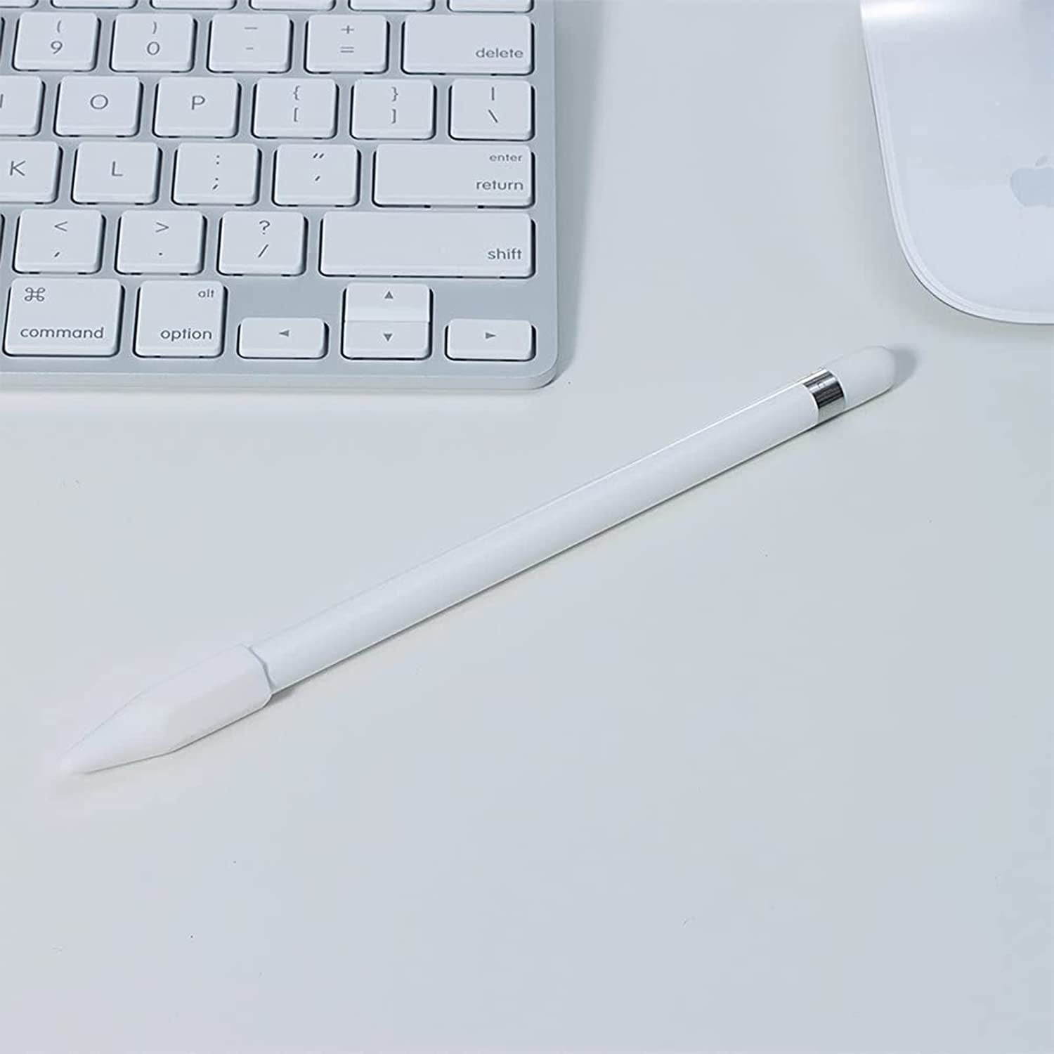 Siduater [4-Pack] Silicone Protective Accessories for Apple Pencil 1St Generation, Includes 1 Apple Pencil Cap Replacements, Apple Pencil Cap Holder, Apple Pencil Tip Cover, Adapter Tether - White  siduater   
