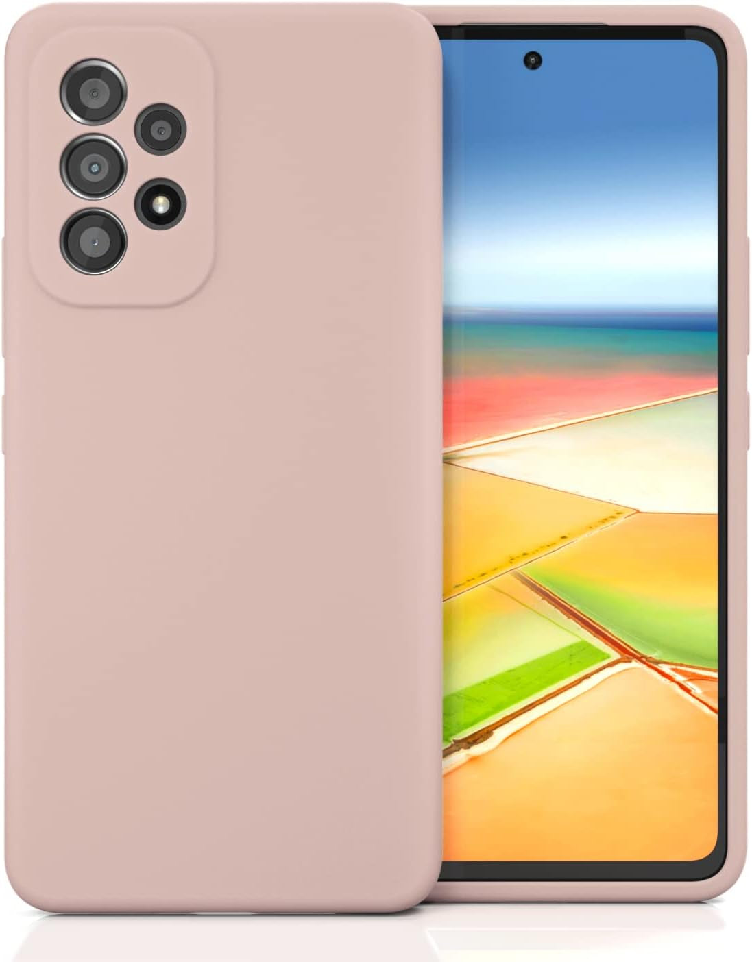 SYMOCA Liqiud Silicone Case for Samsung Galaxy A53 5G Silky Silicone Slim Full-Body Protective Shockproof Cover with Microfiber Lining Compatible with Galaxy A53 5G 6.5" (Jean Blue)  SYMOCA Pink Sand  