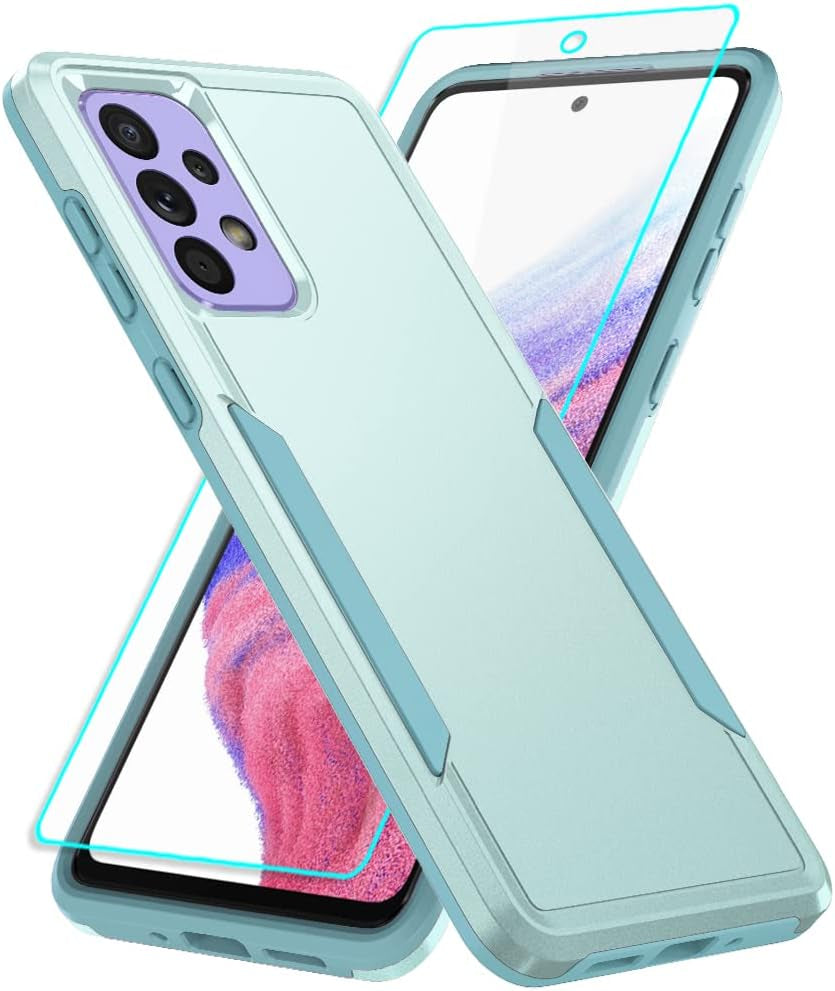 For Samsung A53 5G Case, Galaxy A53 5G Case with Screen Protector,Full Body Protection Durable Rubber Cover Phone Case for Samsung Galaxy A53 5G,Mint  Yanmen   