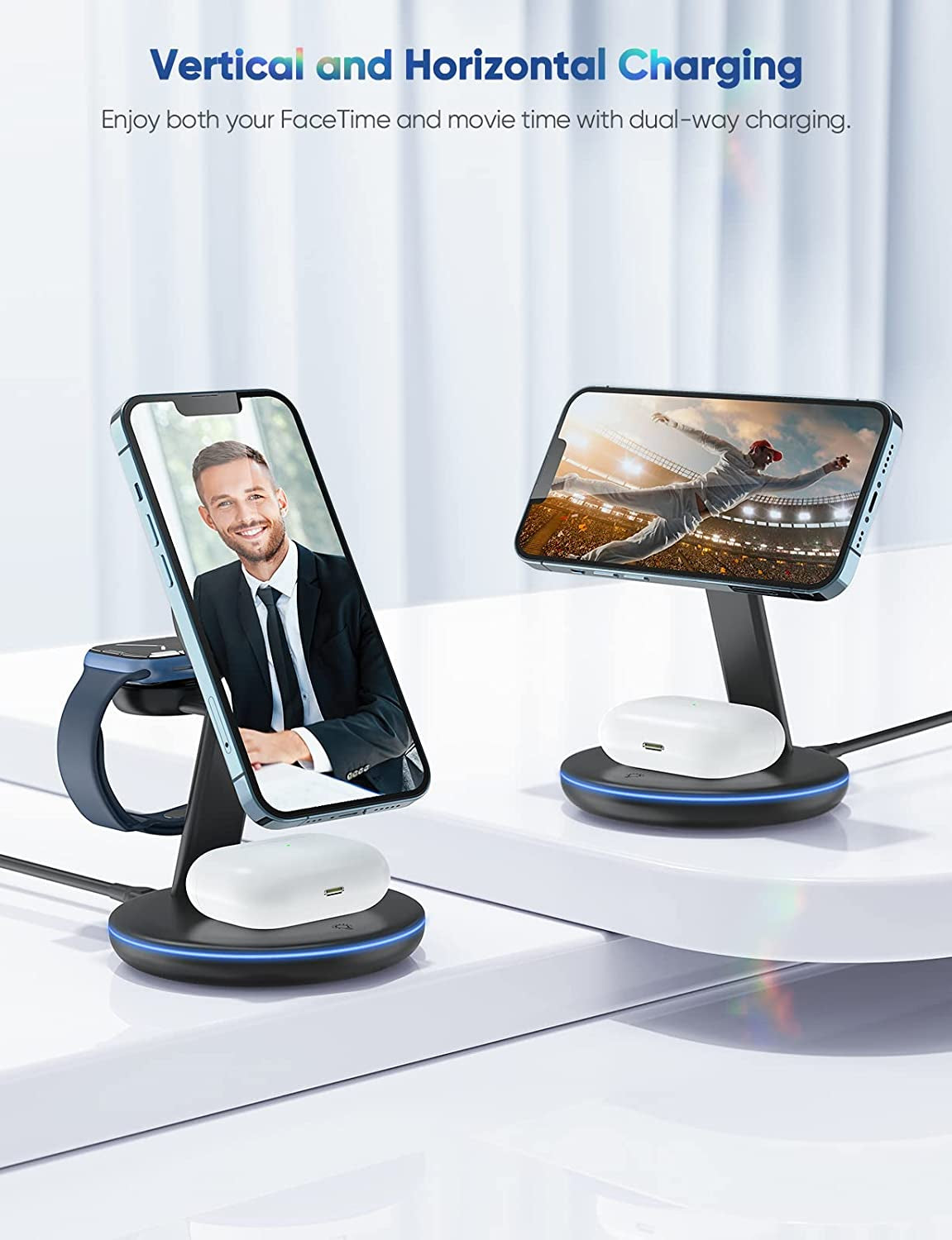 Magnetic Wireless Charging Station for Apple Series, 3-In-1 Standard 15W Fast Mag-Safe Charger Stand with QC3.0 Adapter, for Iphone 14,13,12 Pro Max/Pro/Mini/Plus, Iwatch Ultra/8/7/6/5/4/3/2, Airpods…  Pilita DongGuanShi WeizhiChuang Technology Co, Ltd   