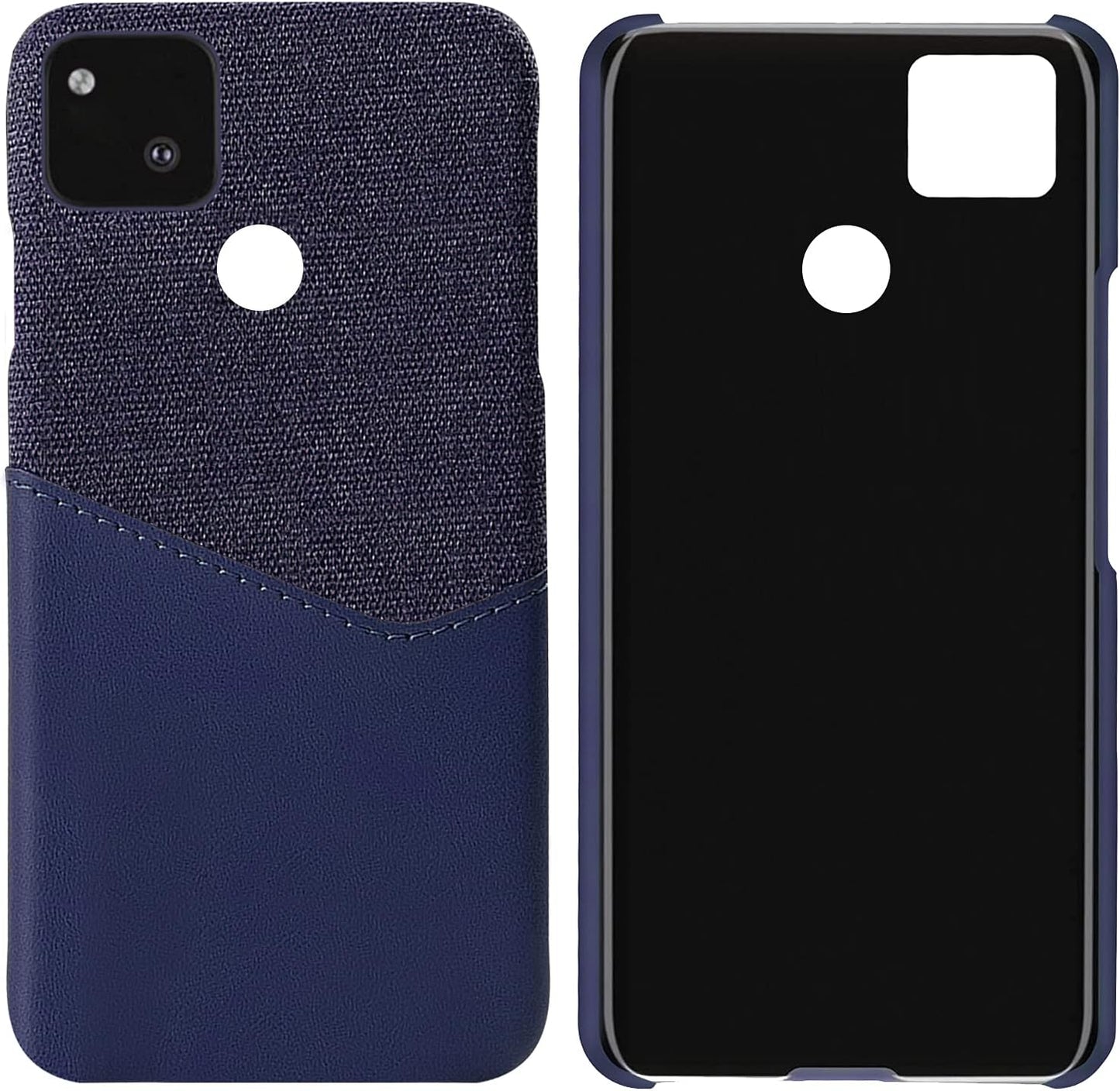 Yunbao for Pixel 4A 5G Case & Camera Lens Protector for Google Pixel 4A 5G(2020 Release),Splicing Cloth Pattern Premium Leather Case with Card Slot (Blue)  Yunbao   