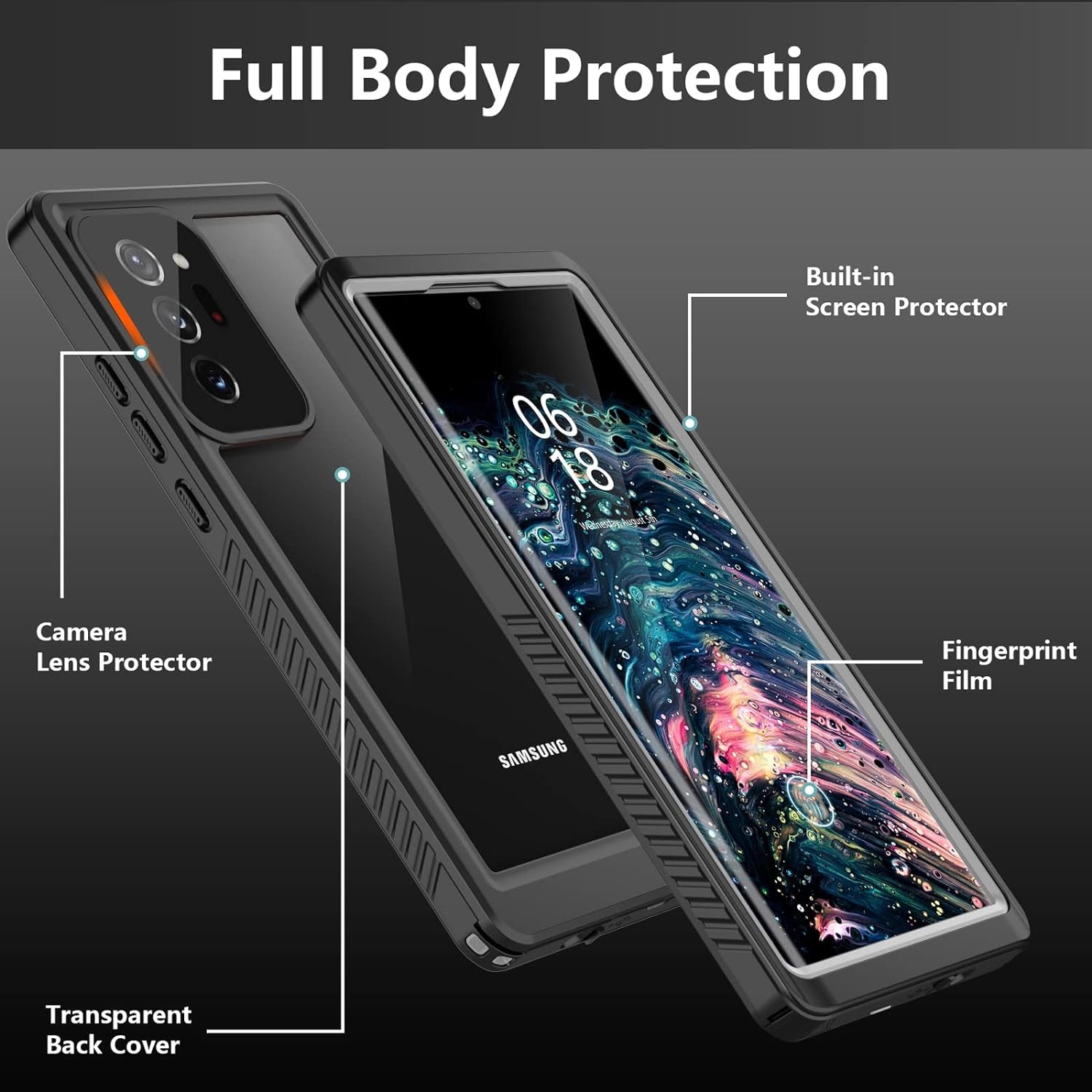 ANTSHARE for Samsung Galaxy Note 20 Ultra Case Waterproof,Built in Screen Protector Full-Body Protection Heavy Duty Shock-Proof Cover Waterproof Case for Galaxy Note 20 Ultra 6.9 Inch 5G-Gray  ANTSHARE   