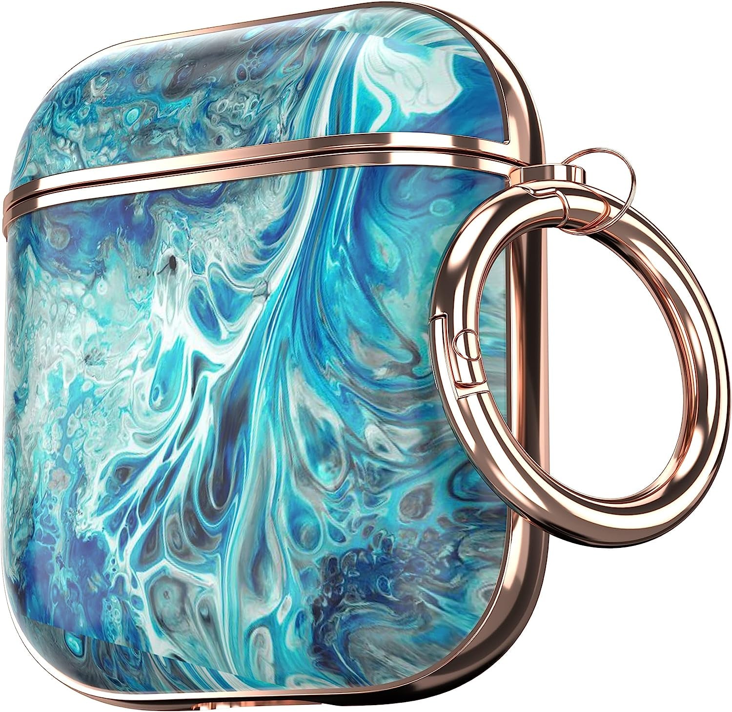 Maxjoy for Airpods Case Cover, Sunflower Flower Cute Air Pod 2 Case for Women Hard Protective Ipods Cover with Keychain for Airpod 2Nd 1St Generation Wireless Charging Case, Floral  Maxjoy Blue + Green  