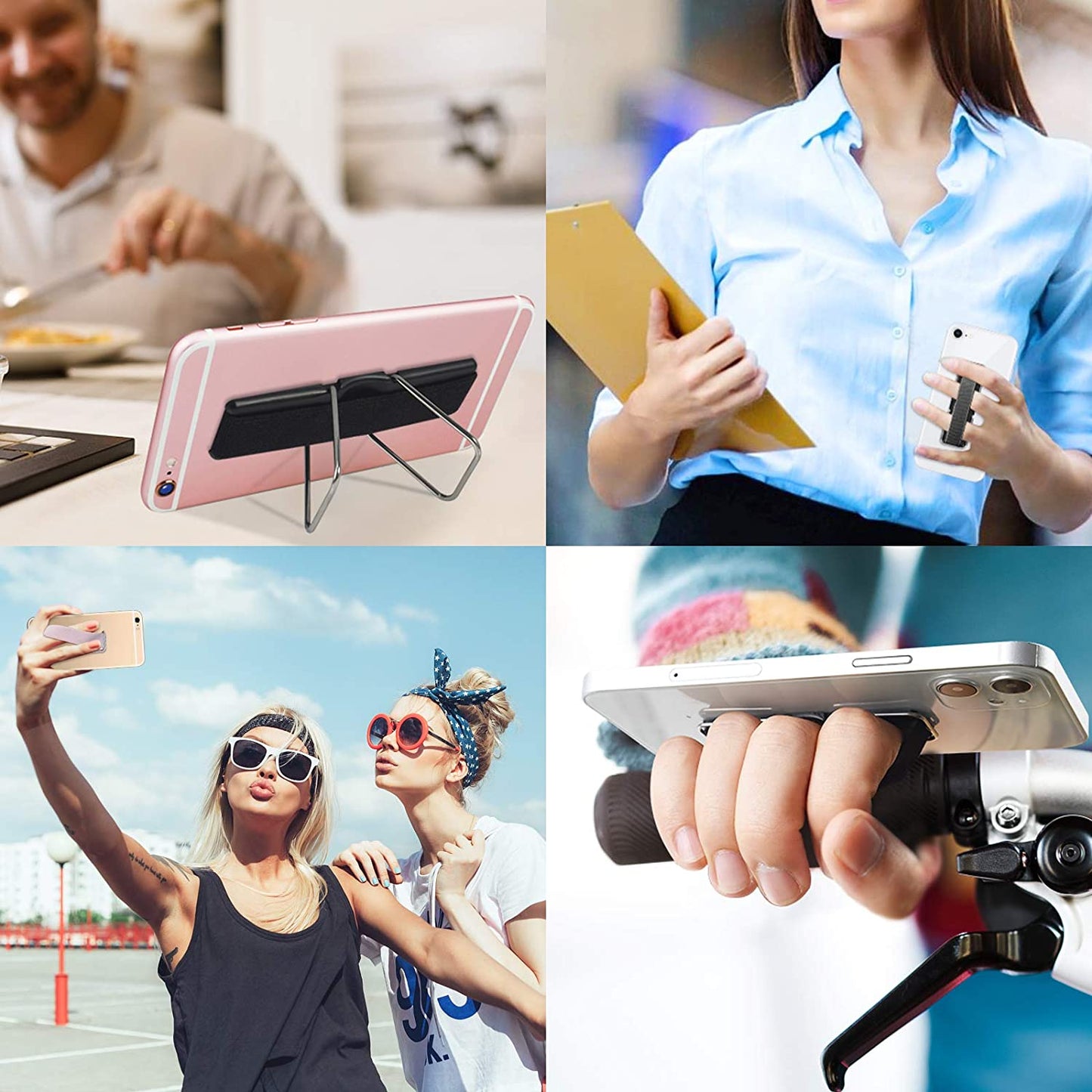 Phone Strap, CISID 4 Pcs Phone Finger Holder Back of Phone Grip with Stand Suitable for Iphone Samsung and Most Smartphones(Black Black Silver Rose Gold 4PCS)  GZ LW Shanshui PIJU   