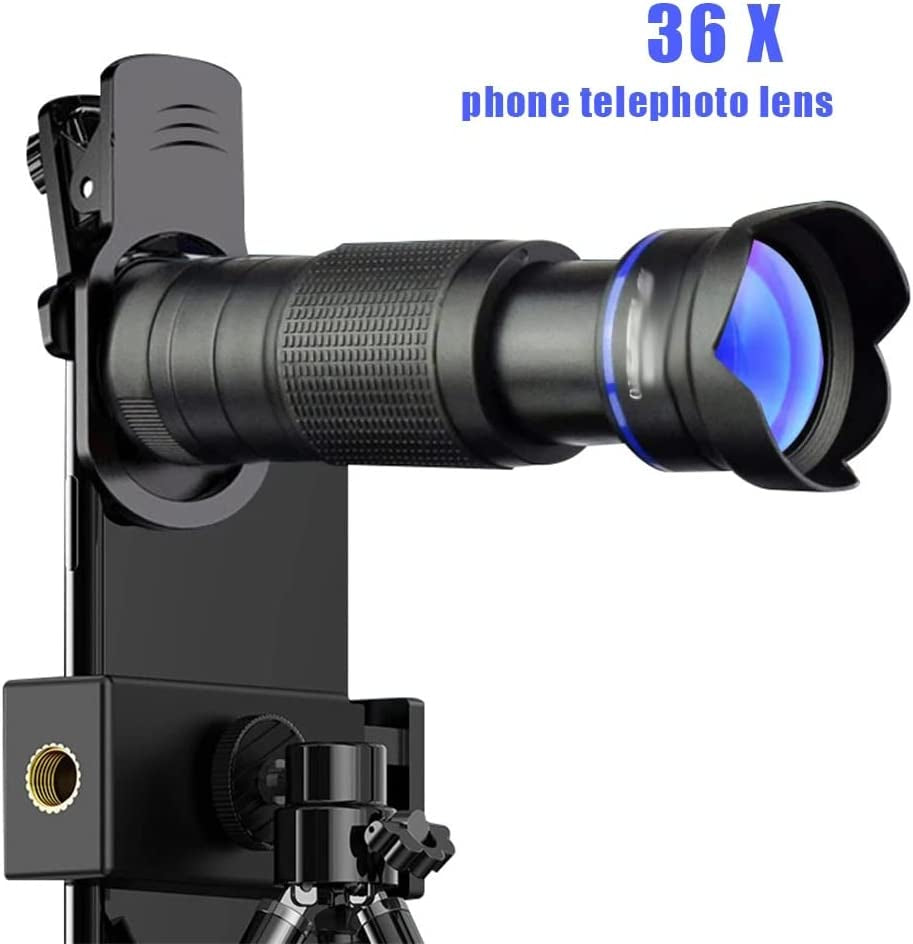 XWWDP 4 in 1 Phone Camera Telephoto Lens 36X Zoom Clip-On Telecope Macro Fisheye Wide Angel Lens Kit (Color : B)  gjkjhb   