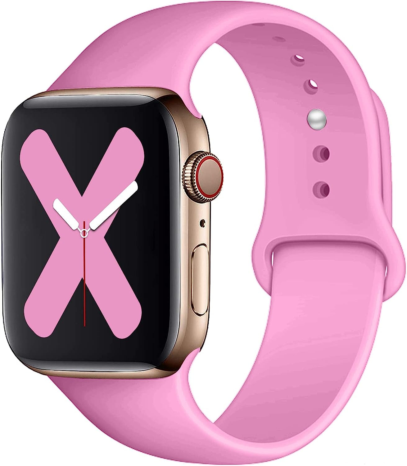 Saucyi Compatible with Apple Watch Band 41Mm 40Mm 38Mm 49Mm 45Mm 44Mm 42Mm,Soft Silicone Sport Band Replacement Strap with Classic Clasp for Iwatch Series 8 7 6 5 4 3 2 1 SE  Saucyi Bright pink 38mm/40mm/41mm M/L 
