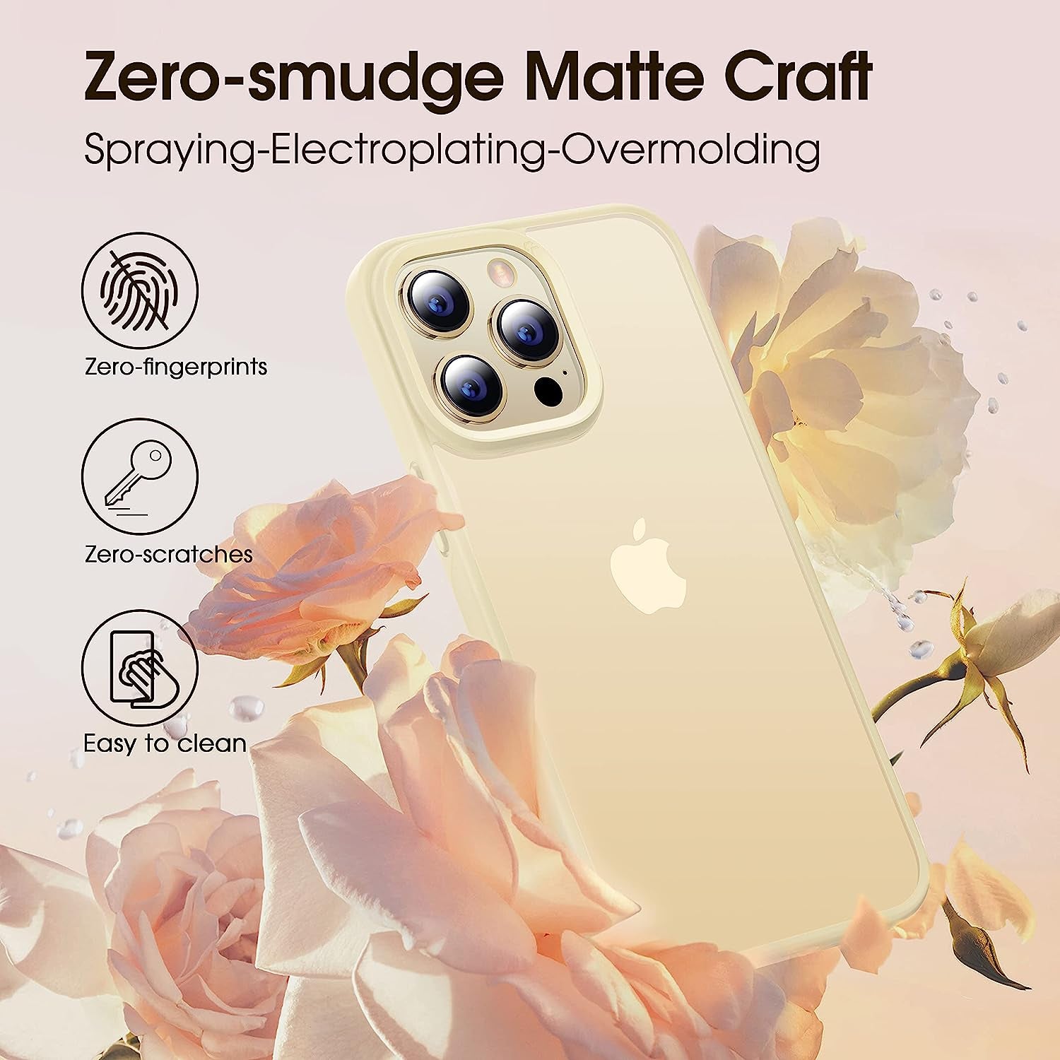 CASEKOO [SGS Tested] Newly Matte Beige Iphone 14 Pro Case [10FT Mil-Grade Protection] Anti-Fingerprints & Anti-Scratch Durable Translucent Back Anti-Slip Frame Iphone 14 Pro Phone Case, Beige  CASEKOO   