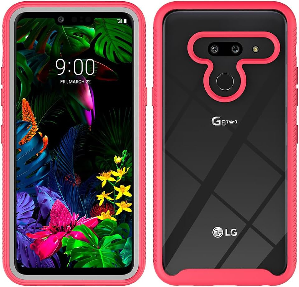 Bumper Case for LG G8 Thinq, Double Layer Protection for LG G8 Thinq Case, PC Front Bumper + Back Cover Non-Slip Combination Phone Cover for LG G8 Thinq Light Blue  Generic Rose Red Lg G8 Thinq Case 