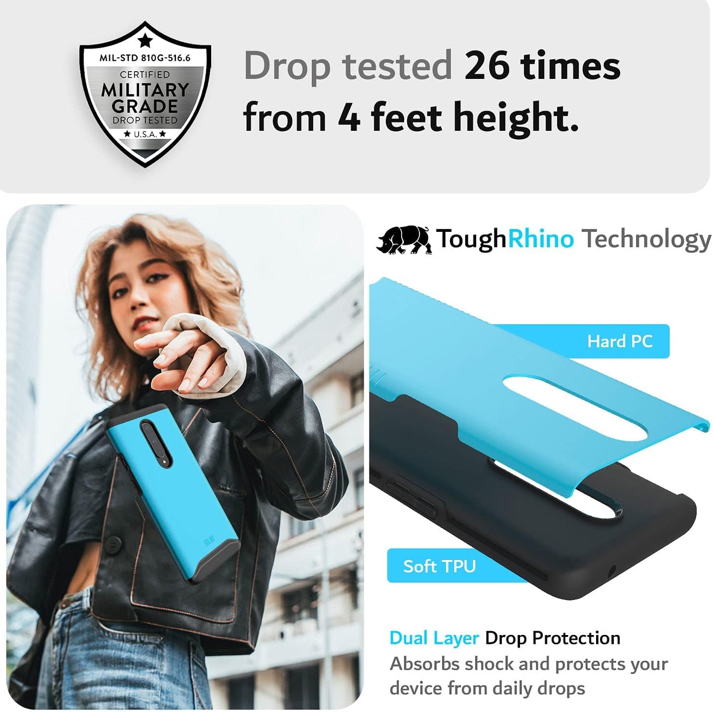 TUDIA Dualshield Designed for Oneplus 8 5G UW (Verizon Version) Case, [Merge] Shockproof Tough Dual Layer Hard PC Soft TPU Slim Protective Case Cover - Blue  TUDIA   